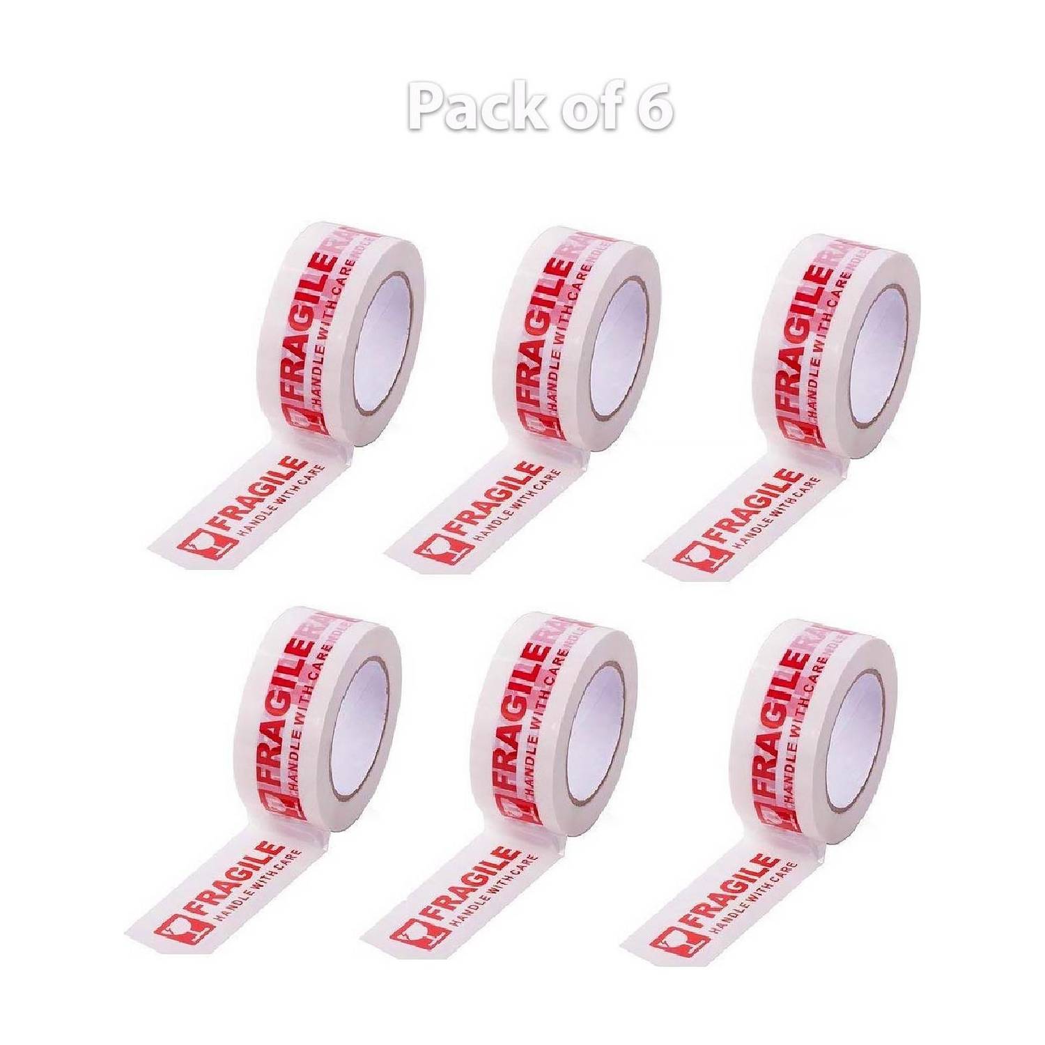 BOTHRA Fragile Tape ( Pack of 6 ) 50 Meters Guaranteed Length Self Adhesive Tape 2"/48mm x 50m (Manual)