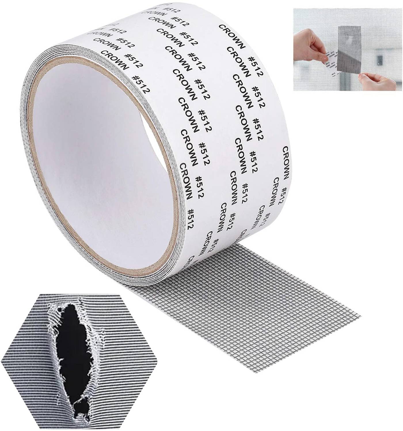Buyerzone Tears Holes Screen Patch Repair Net Tape Fiberglass Covering Mesh for DoorScreen Mend Tool Used for Window, Doors, Pool, RV Screens, Tent Repair, Thin Meshes Etc Waterproof Window Mosquito Net Repair Tape, Anti-Mosquito Mesh Tape for Door (Manual)