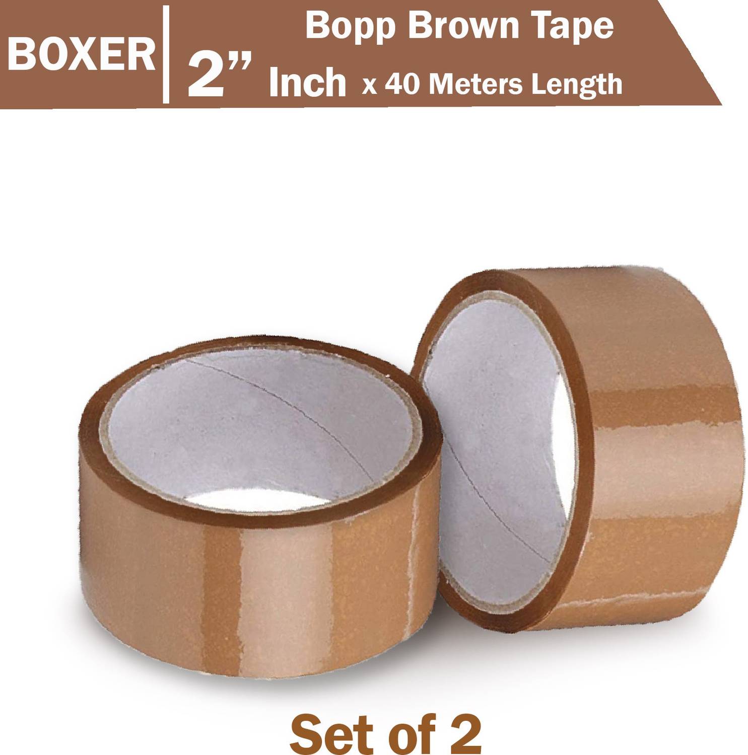 Boxer Brown Tape ( Combo Pack) 2" Inch x 40 Meters Length Self Adhesive Tape (Manual)