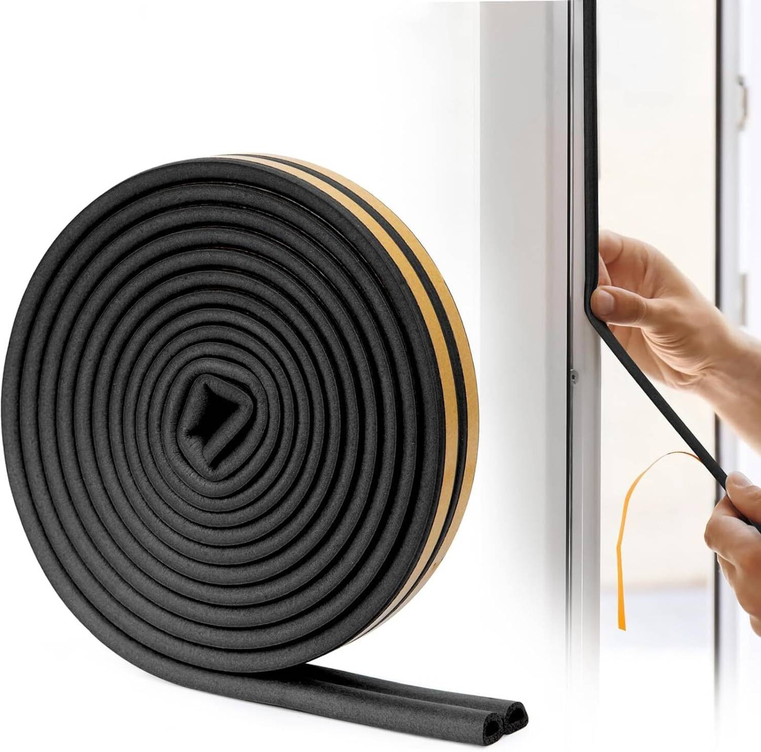 AaruBhakti D-Shape Self-Adhesive Door Seal Strip 3 m Single Sided Tape