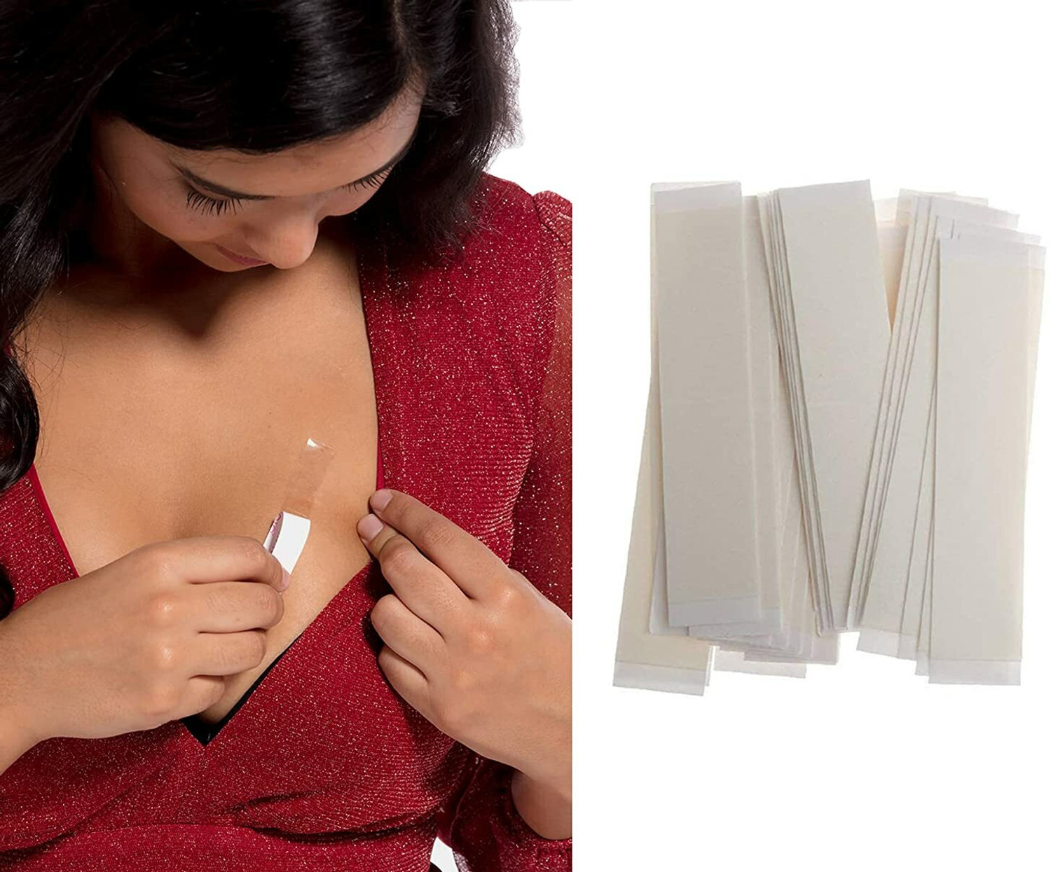 Image of GRELLA 36Pcs Double Sided Bra Stickers Tape One-off Body Clothing Bra Strip 6 Count Aida Cloth