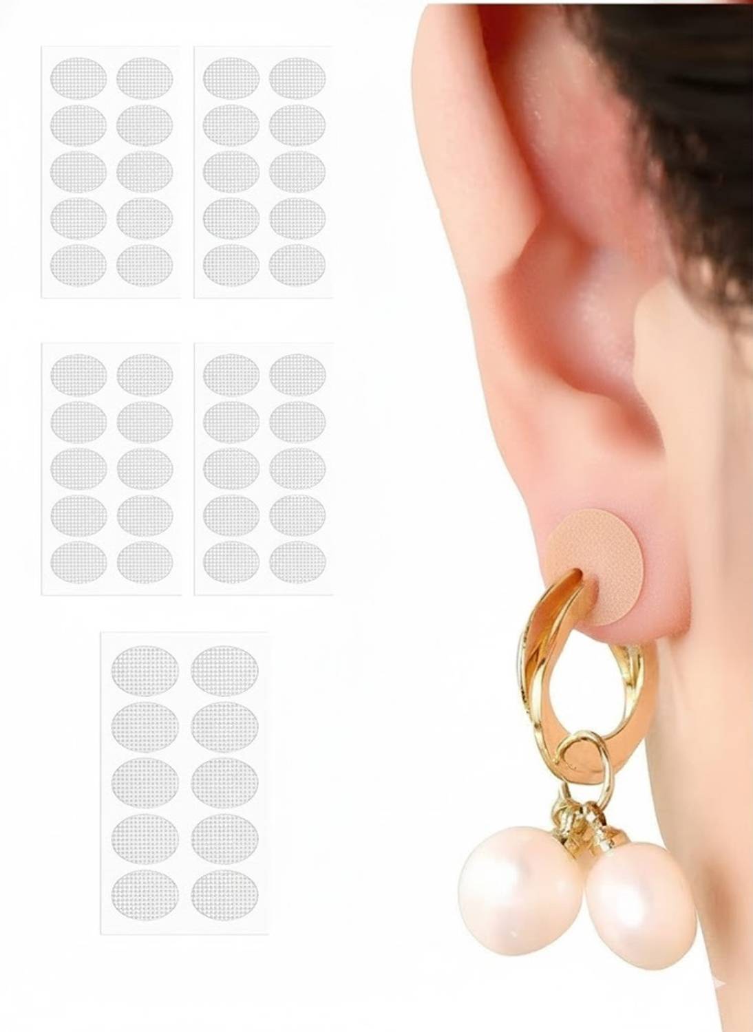 Buyer Choice Ear Lobe Support Patches for Heavy Earrings - Invisible & Hypoallergenic Adhesive Backing to Prevent Stretching, Tearing and Repair Damaged Piercings Correct Sagging and Secure Heavy Jewellery on Damaged or Stretched Piercings (Manual)