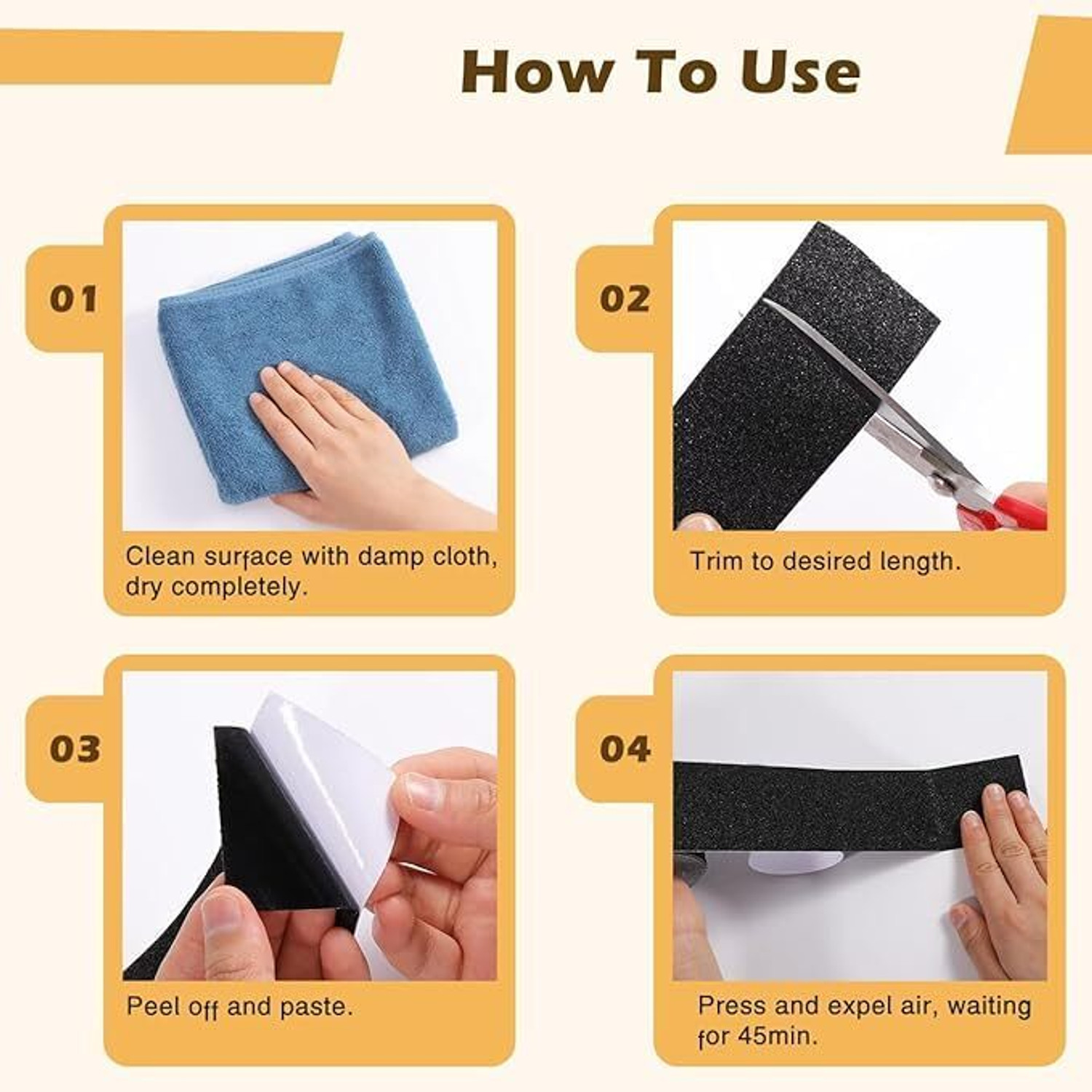 Image of OriwarE Anti-Slip Grip Tape Black Heavy-Duty Non-Skid Grip Tape for Stairs, Waterproof, Indoor /Outdoor. (Manual) (Set of 1, Black)