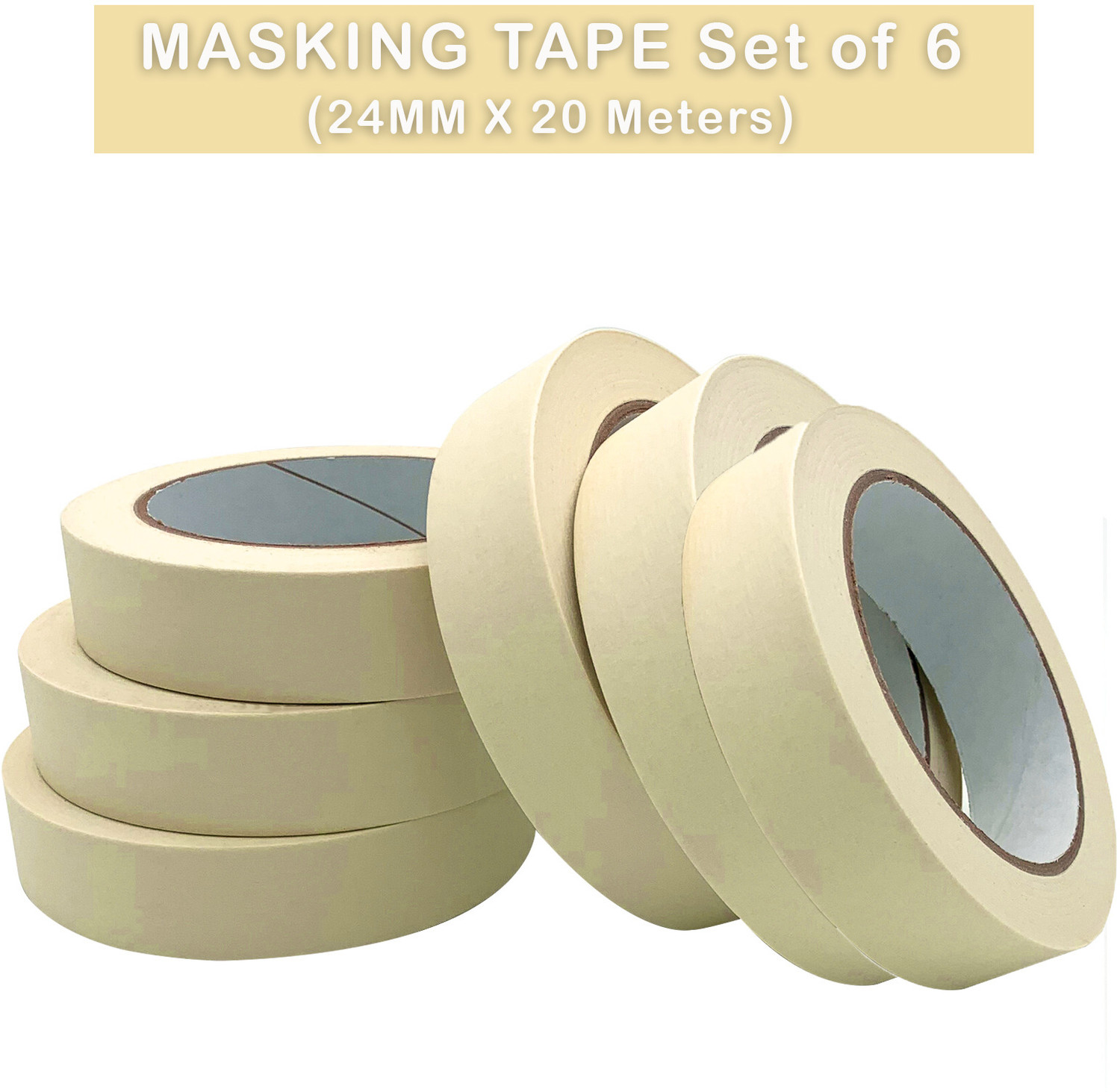 Image of Boxer Masking Tape ( 24mm x 20 Meters) Single Side Handheld Adhesive Tape (Manual)