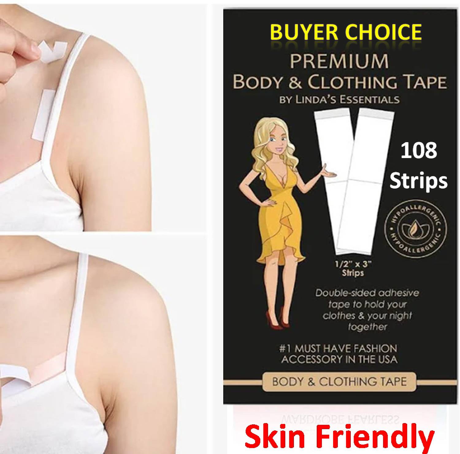 Buyer Choice Double sided skin and clothing Fashion Beauty Tape,Strong Adhesive Clear Tape Fabric and Skin Friendly,Gentle to stick on Skin & clothes Both For Men & Women Dress Tape for women Sensitive Skins ,Clear Tape for All Skin Tones (Manual)