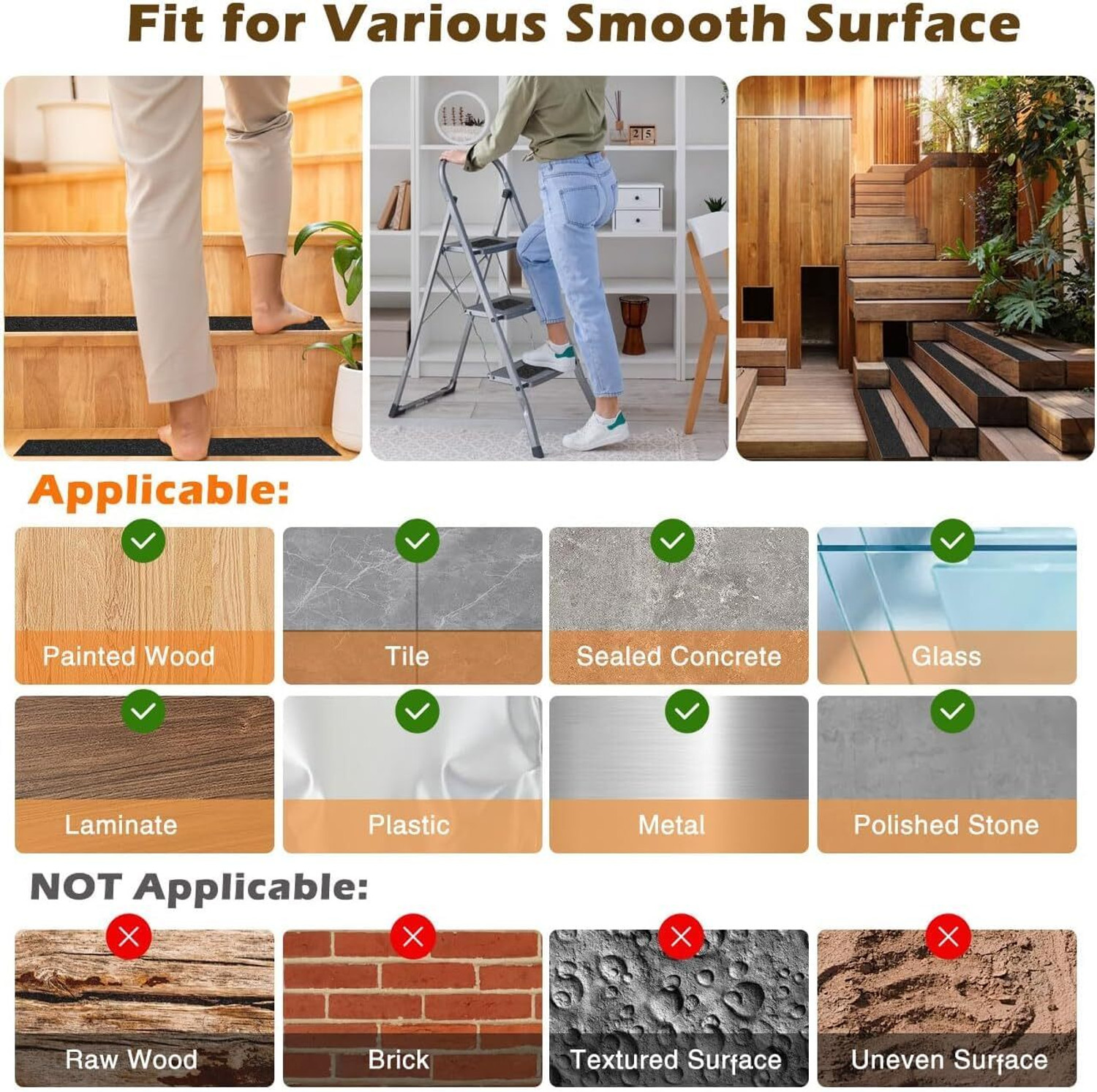 Image of OriwarE Anti-Slip Grip Tape Black Heavy-Duty Non-Skid Grip Tape for Stairs, Waterproof, Indoor /Outdoor. (Manual) (Set of 1, Black)