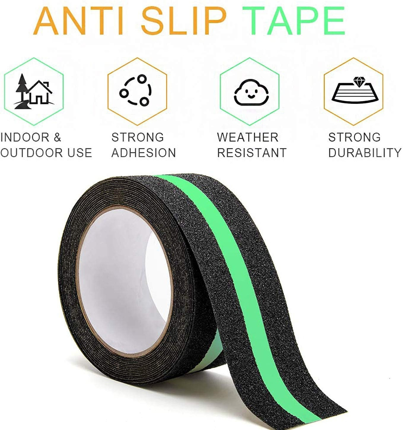 Image of Lifewit Anti Slip Grip Tape with Green Stripe Non Slip Adhesive Stair Treads,Tread Step Dispenser ‎Linen (Manual)