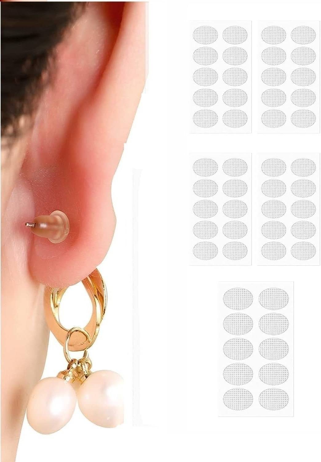 Buyer Choice Ear Lobe Support Patches for Heavy Earrings - Invisible & Hypoallergenic Adhesive Backing to Prevent Stretching, Tearing and Repair Damaged Piercings Correct Sagging and Secure Heavy Jewellery on Damaged or Stretched Piercings (Manual)