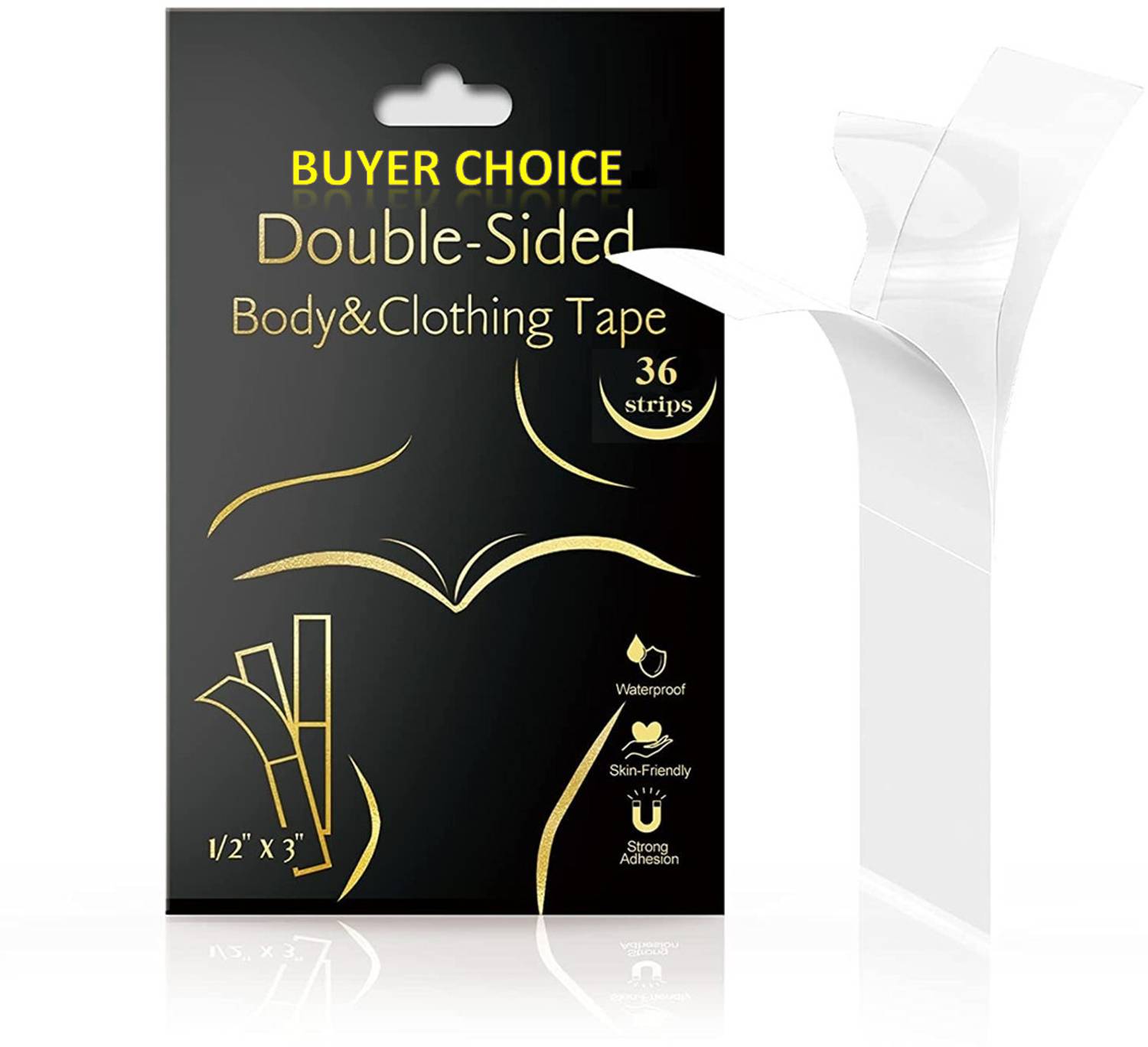 Buyer Choice Double sided skin and clothing Fashion Beauty Tape,Strong Adhesive Clear Tape Fabric and Skin Friendly,Gentle to stick on Skin & clothes Both For Men & Women Premium Quality Dress Tape for women Sensitive Skins ,Clear Tape for All Skin (Manual)
