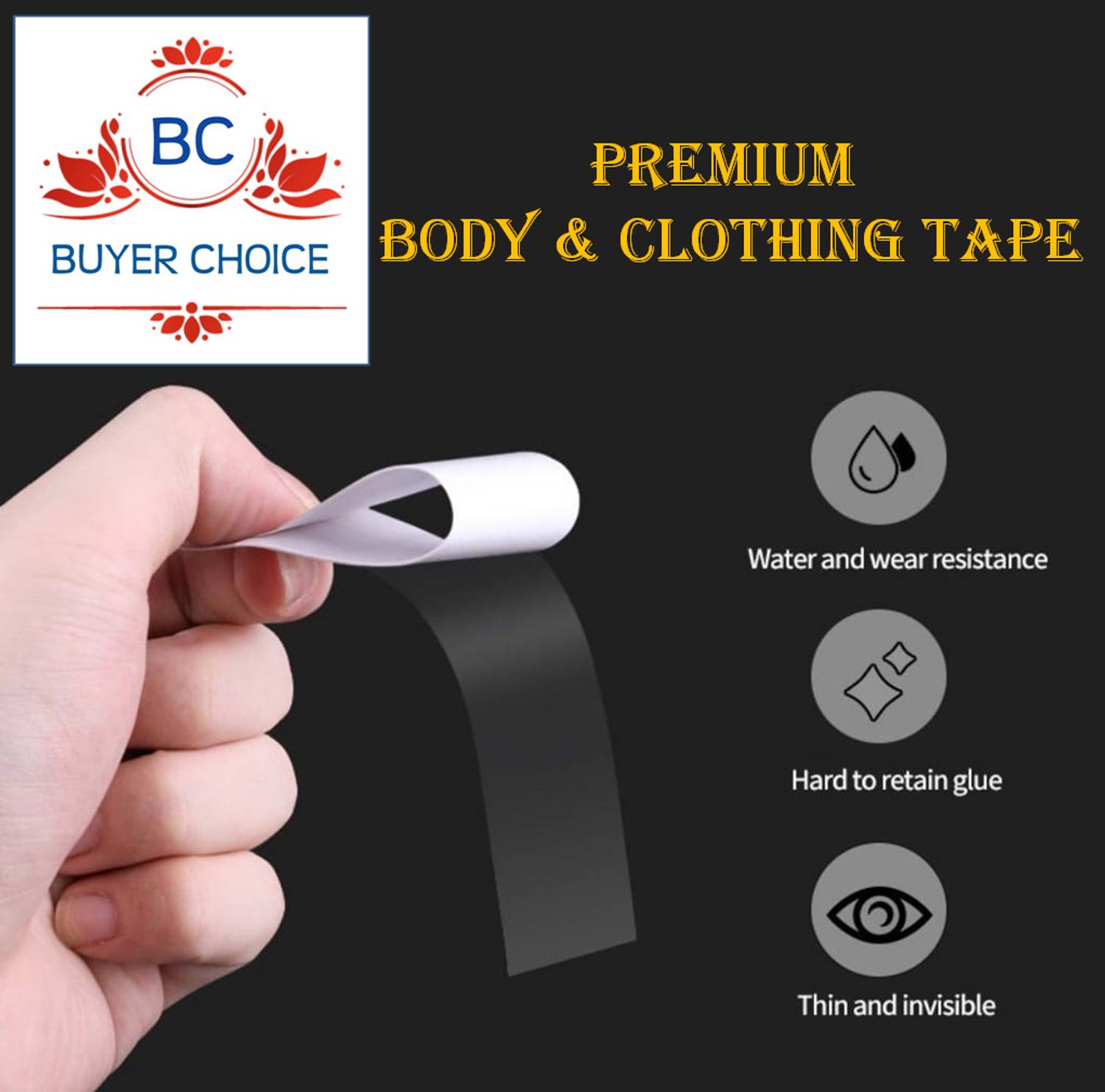 Buyer Choice Premium Quality Double sided skin & clothing Fashion Beauty Tape,Strong Adhesive Fabric and Skin Friendly,Gentle to stick on Skin & clothes Both For Men & Women Dress Tape for women Sensitive Skins ,Body Clothing Stickers (Manual)