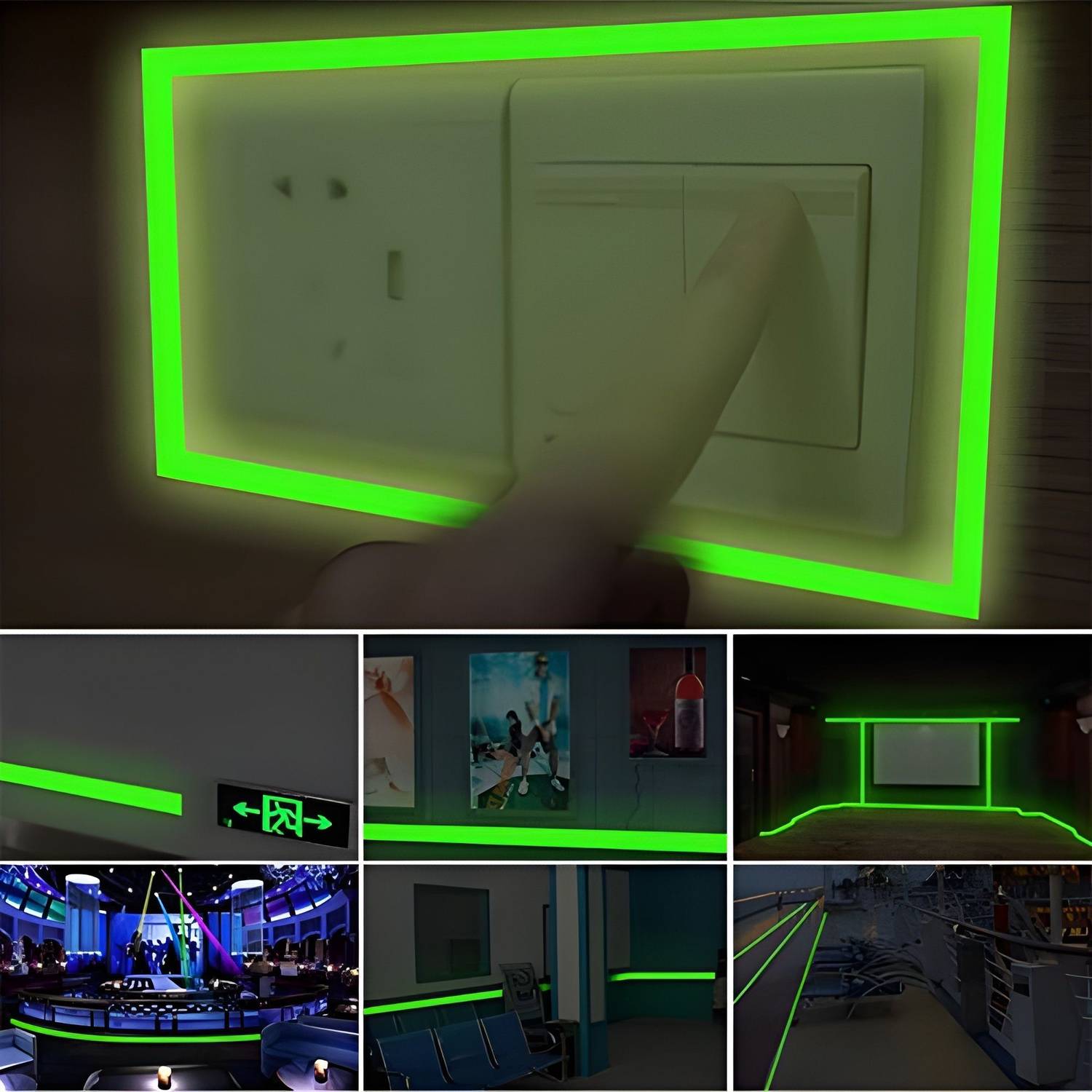 Bellveen Luminious Adhesive Tape Dispenser Glow in Dark Anti Slip Tape (Manual)