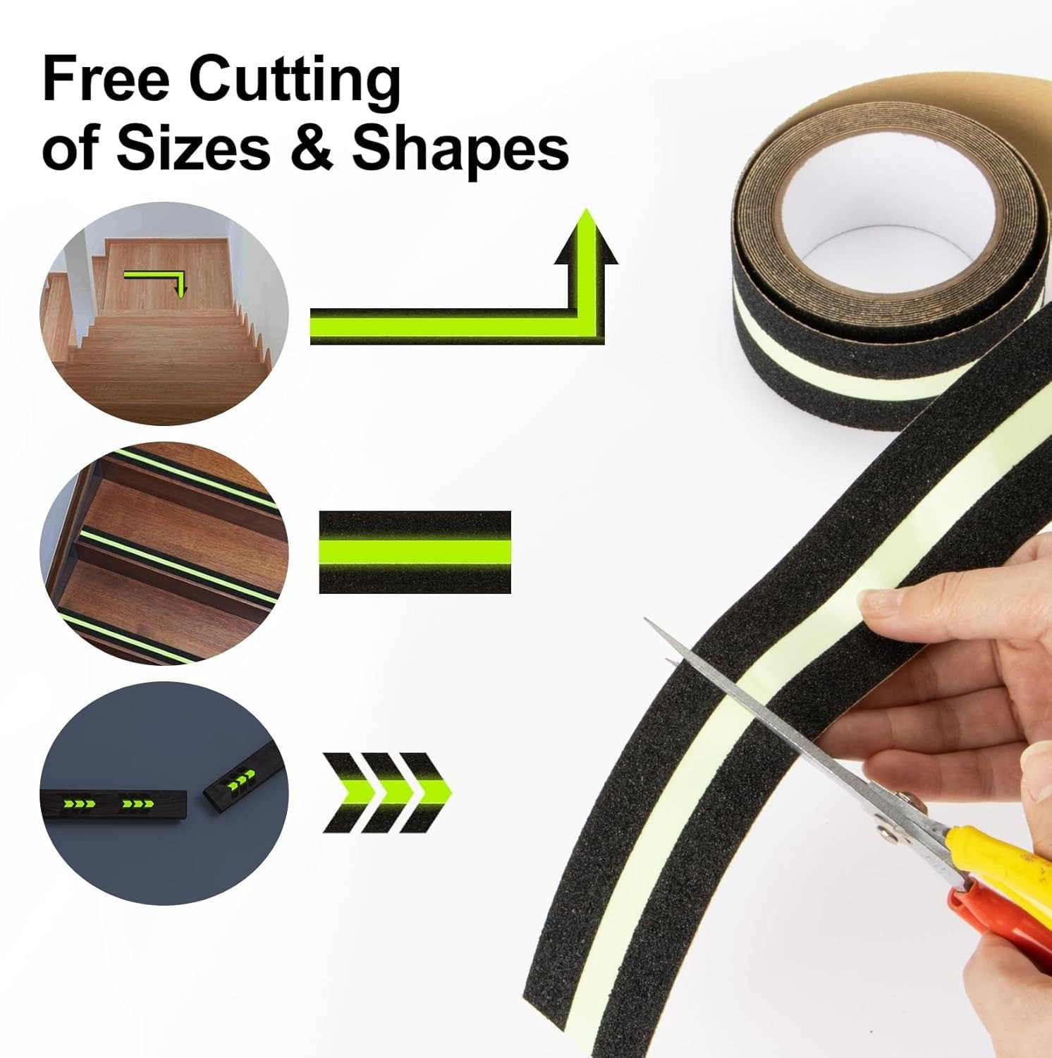 Image of Lifewit Anti Slip Grip Tape with Green Stripe Non Slip Adhesive Stair Treads,Tread Step Dispenser ‎Linen (Manual)