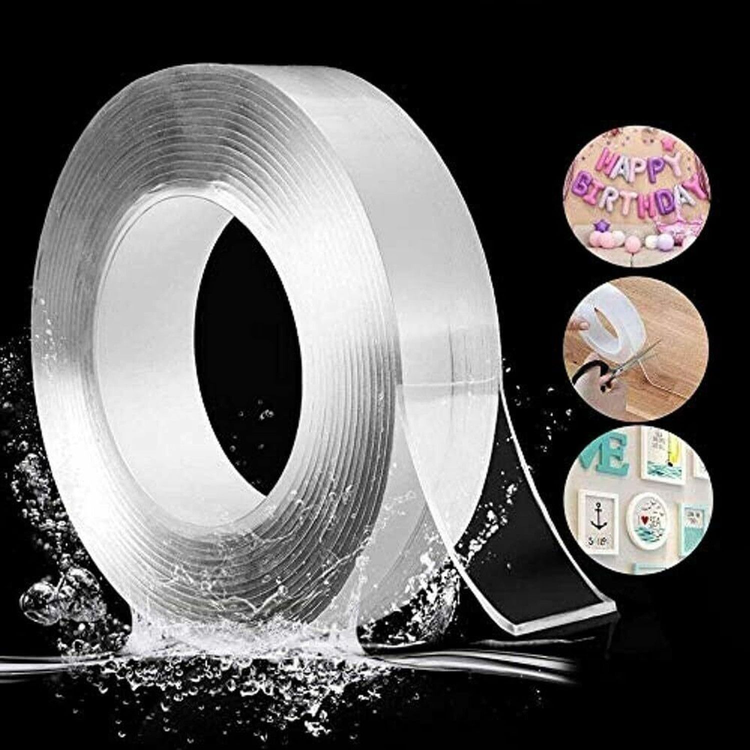 Image of VOIISH Nano Double Sided Strong Sticky Strips Grip Tape Portable solution Adhesive Tape for Walls?Washable Reusable (Manual)