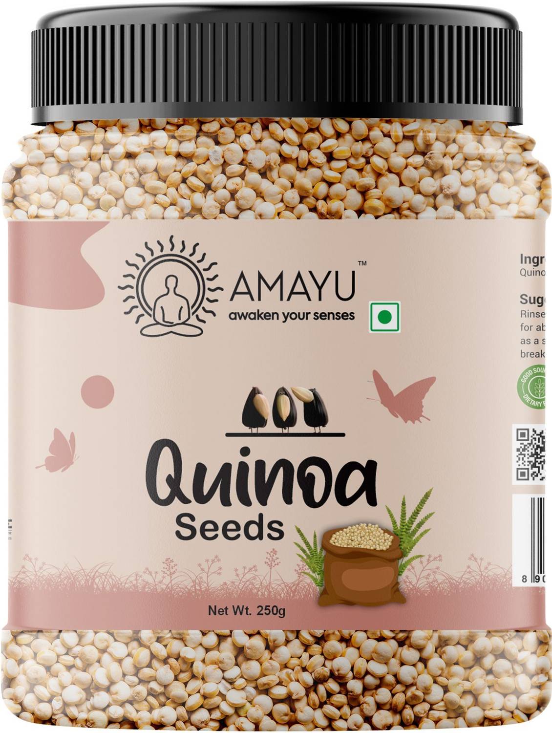 AMAYU Premium Quinoa Seeds – High Protein & High Fiber Superfood Jar