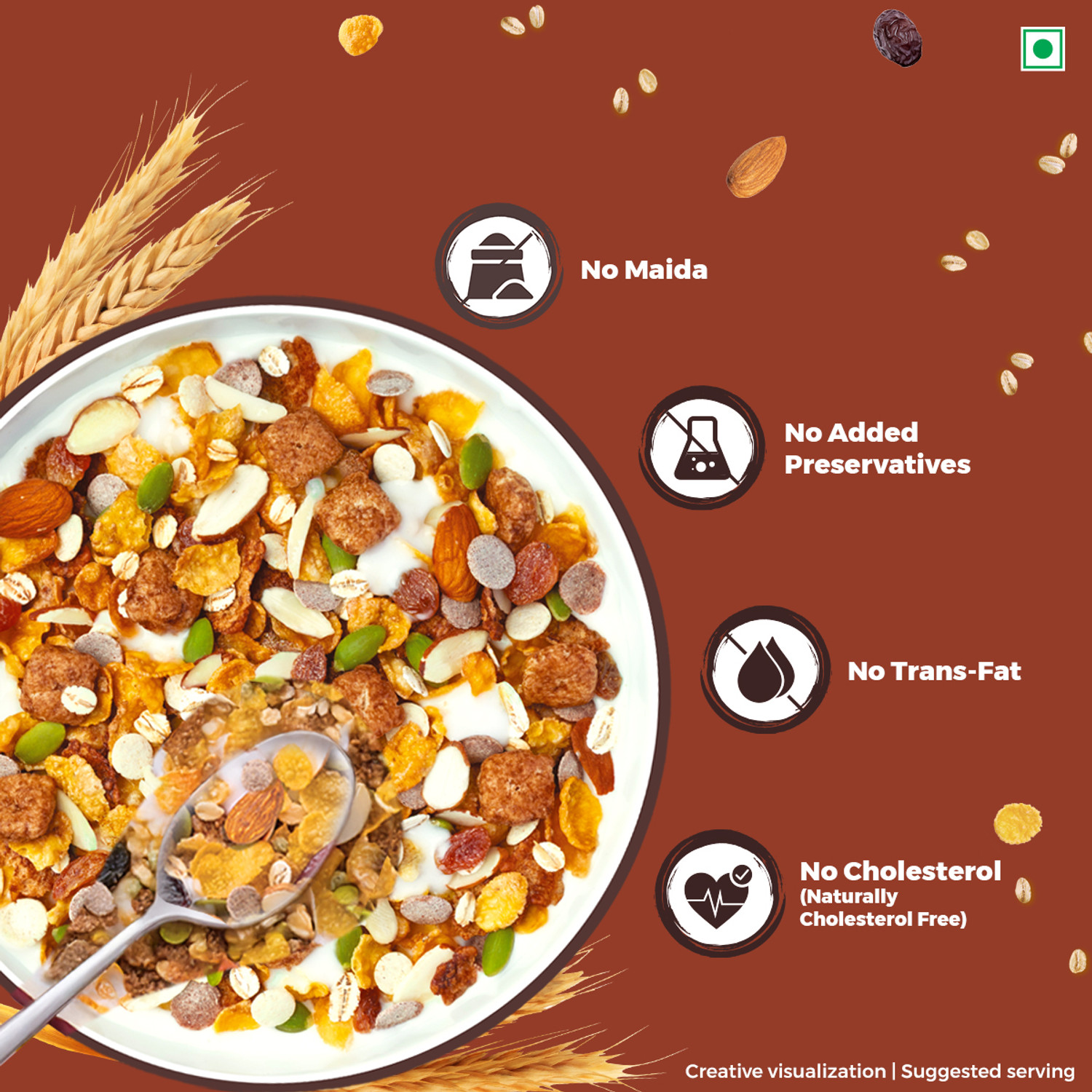 Image of Kellogg's Muesli Nuts & Seeds Crunch | 12 in 1 Power Breakfast Pouch