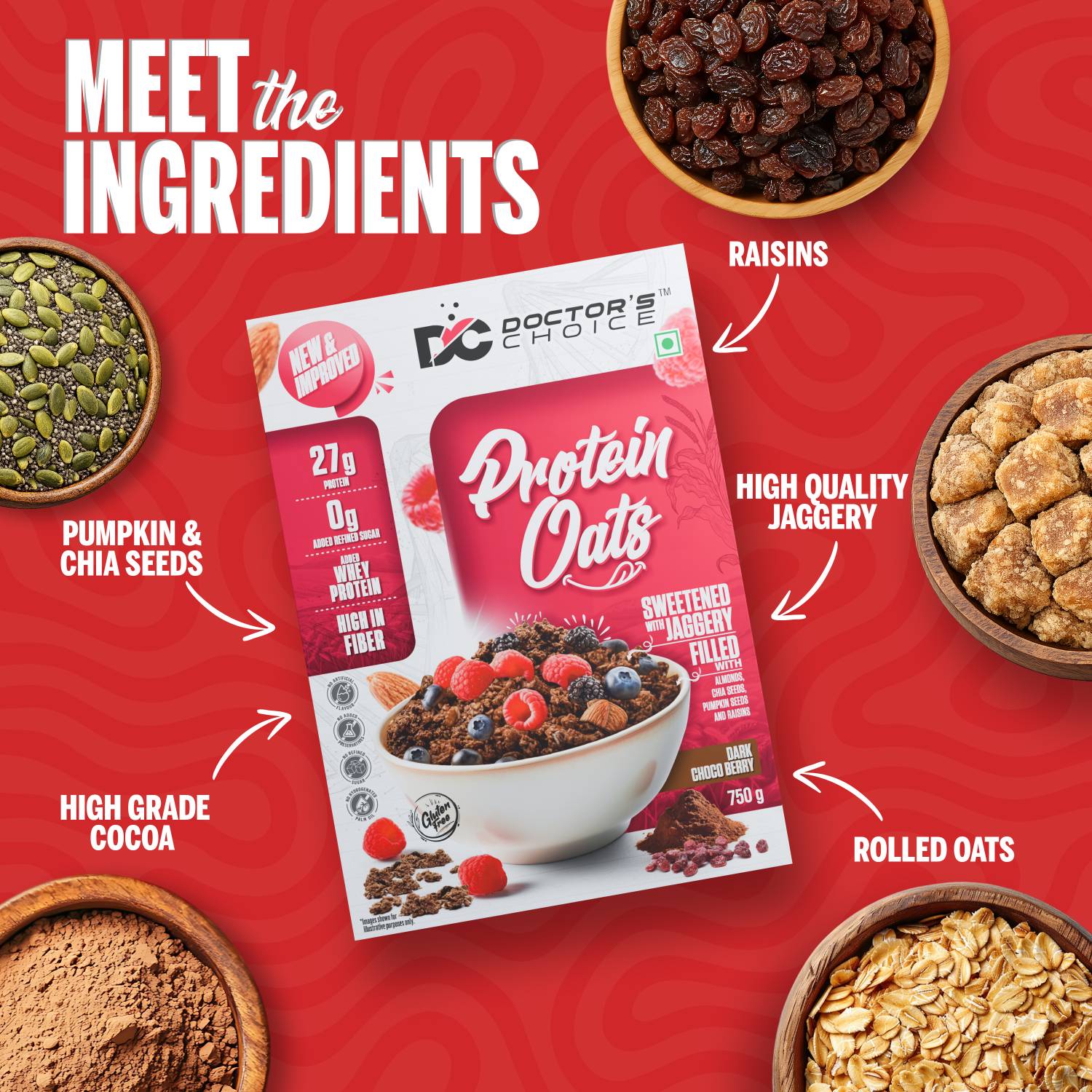 Doctor's Choice Protein Oats, 27g, Jaggery Sweetened - Image 5