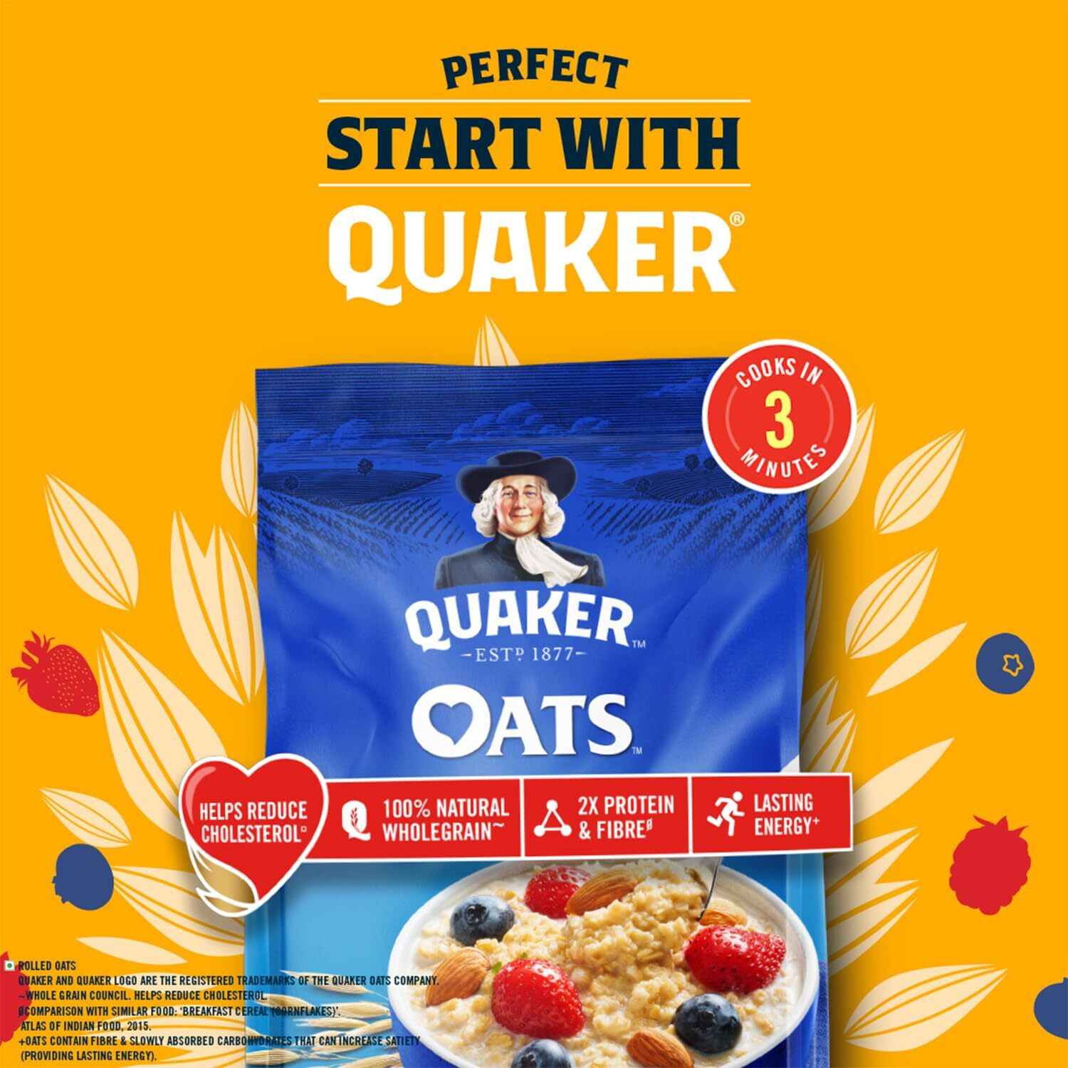 Image of Quaker Rolled Oats Wholegrain Nutritious Breakfast Cereals- 400GRAMS Pouch