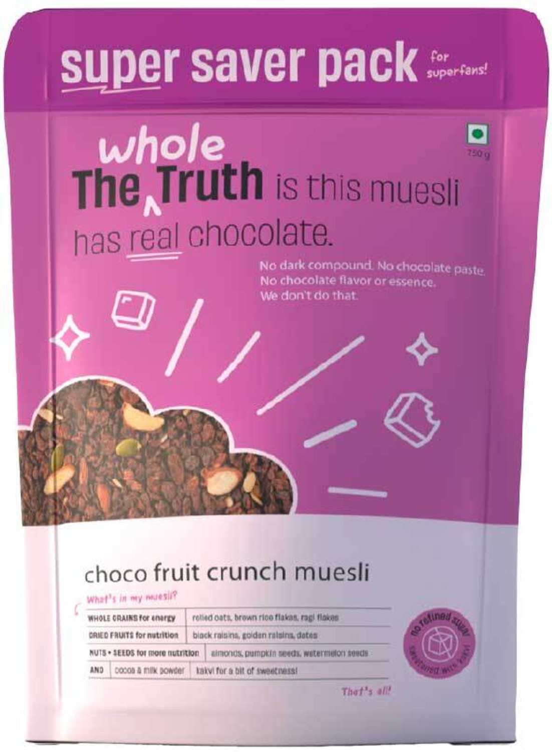 Image of The Whole Truth - Breakfast Muesli - Choco Fruit Crunch - SUPER SAVER PACK - 750g Pouch