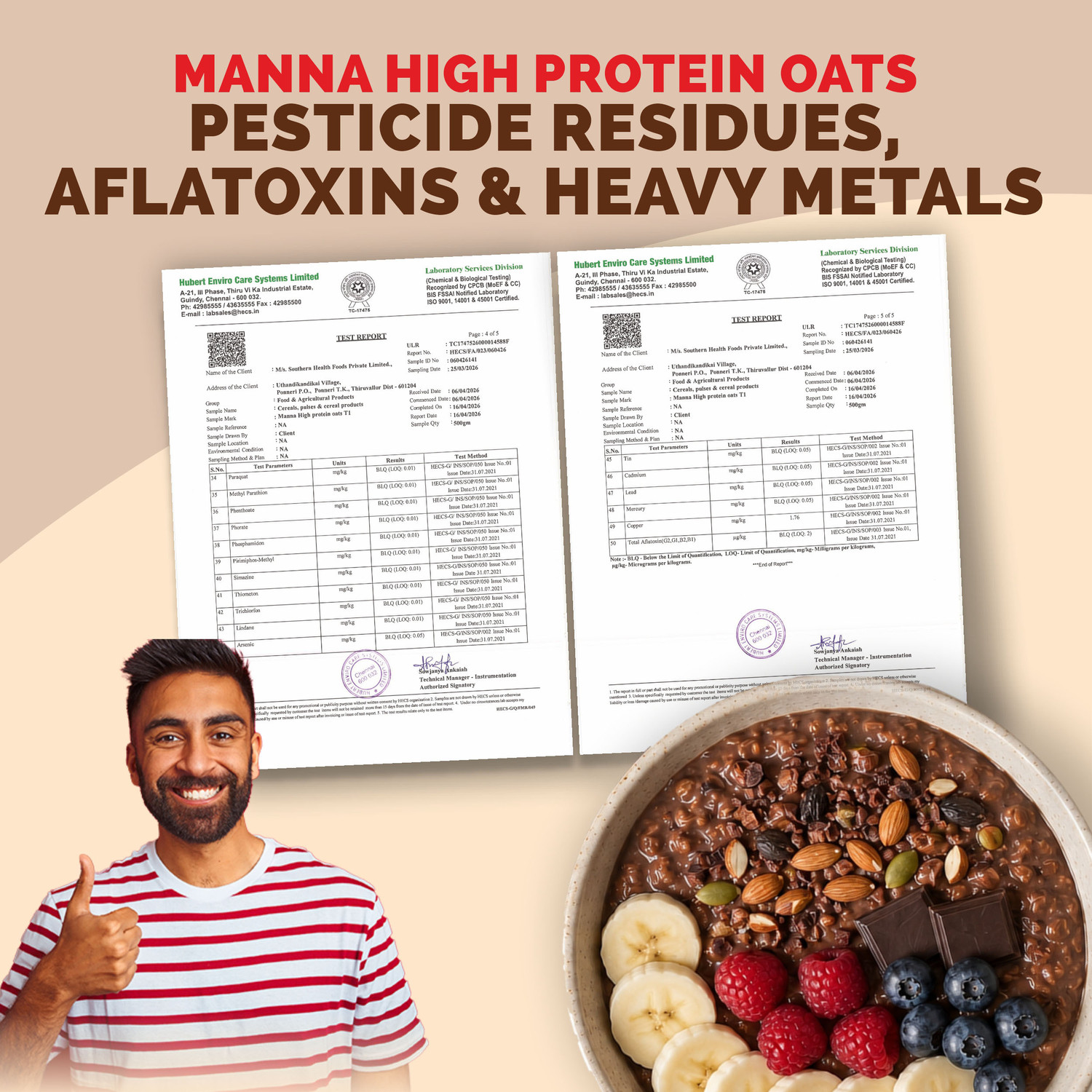Image of Manna High Protein Oats - 26g Protein & 11g Fibre | Real Chocolate | Nuts & Seeds Jar