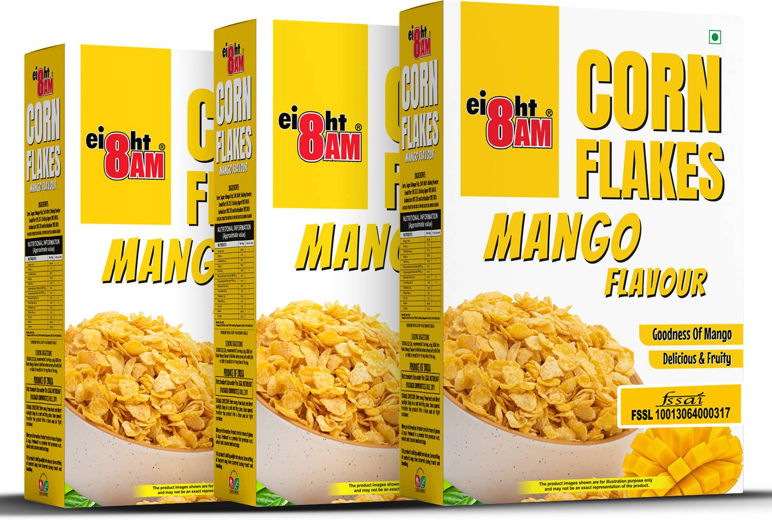 8AM Corn Flakes Mango| Healthy, Crunchy & Tasty Breakfast Cereal Box