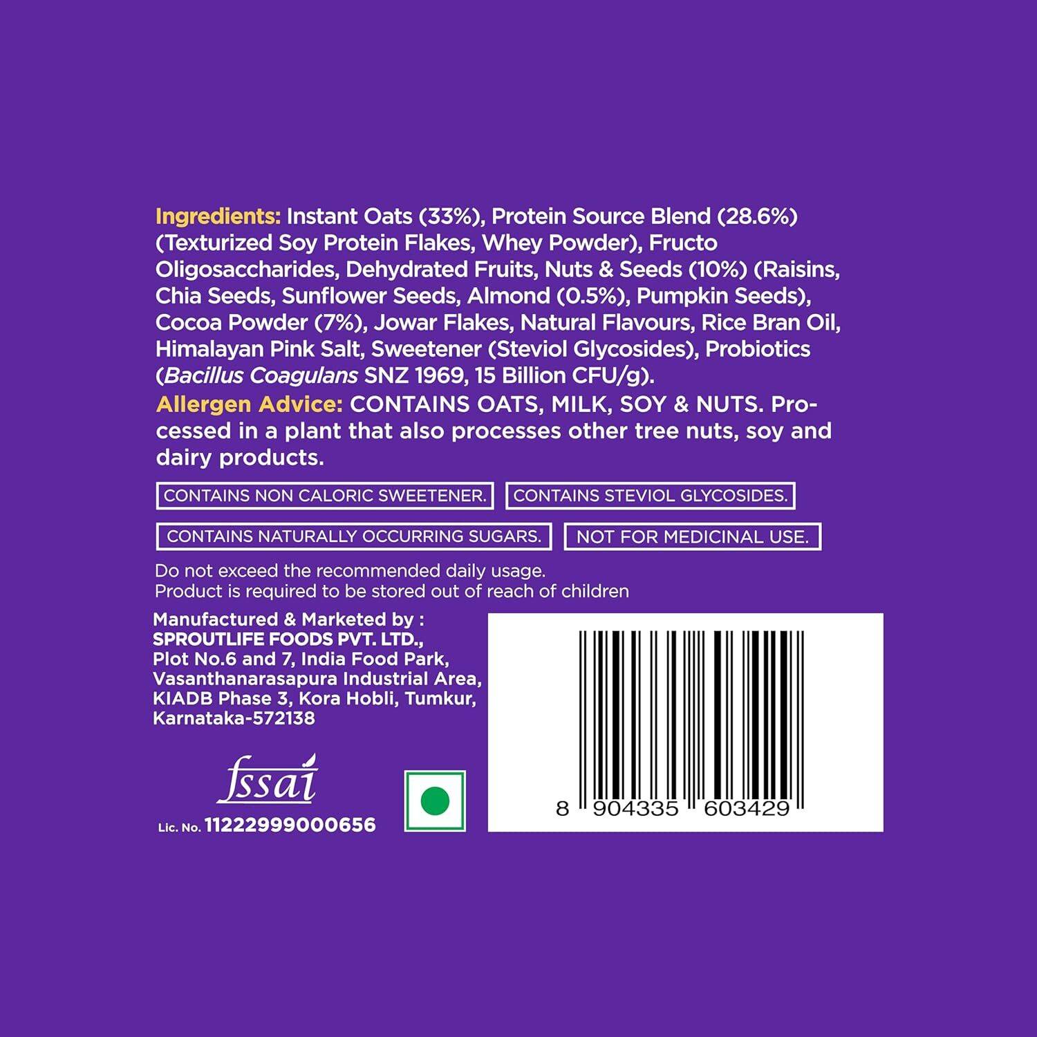 Yogabar 26g High Protein Oats Dark Chocolate 1.25kg - Image 4