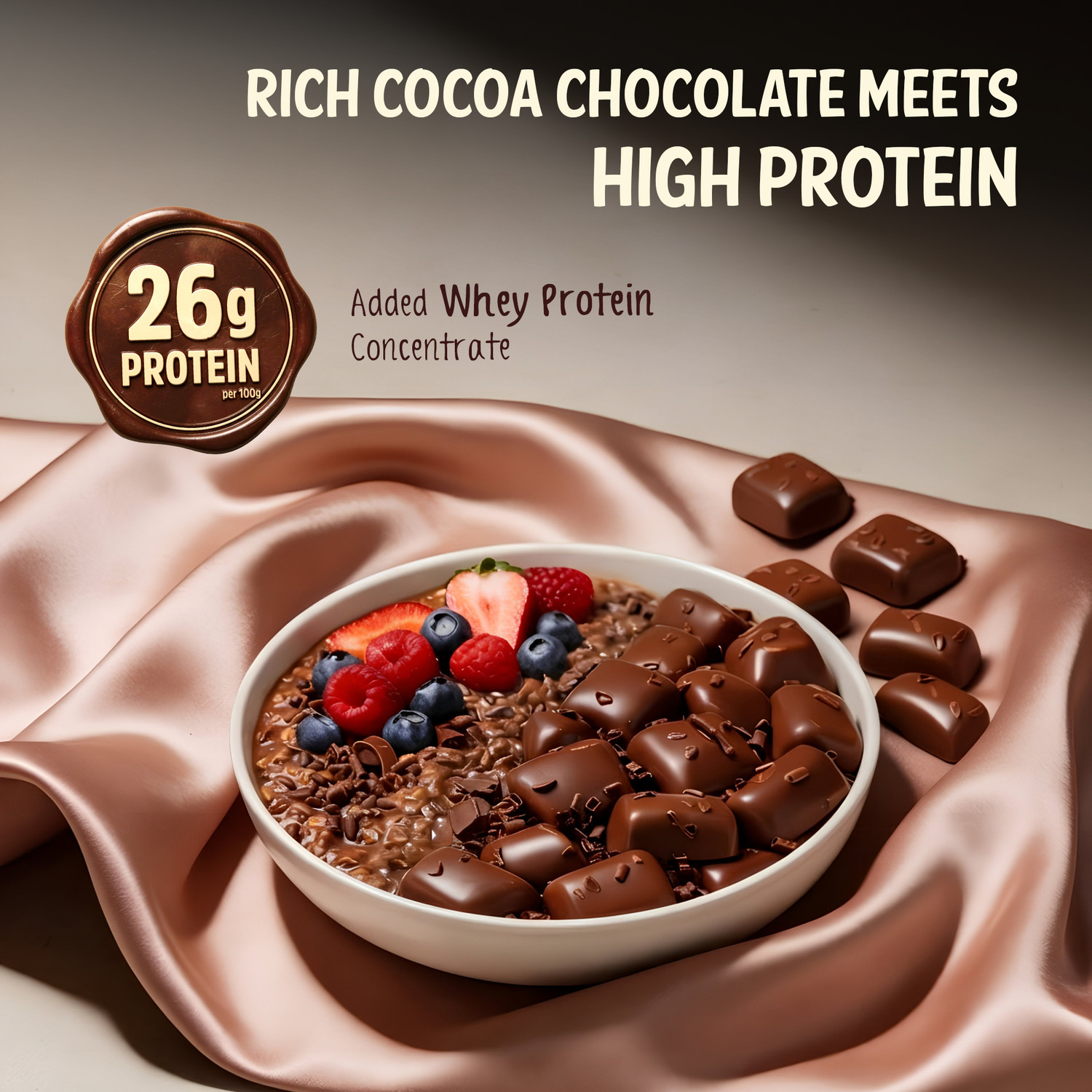 Image of MUSCLEBLAZE High Protein Oats (Cocoa Rich Chocolate) | 26g Protein Pouch