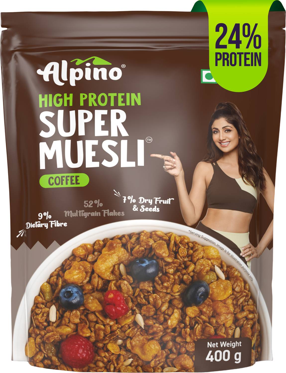 ALPINO High Protein Super Muesli Cold Coffee 24% Protein Pouch (4
