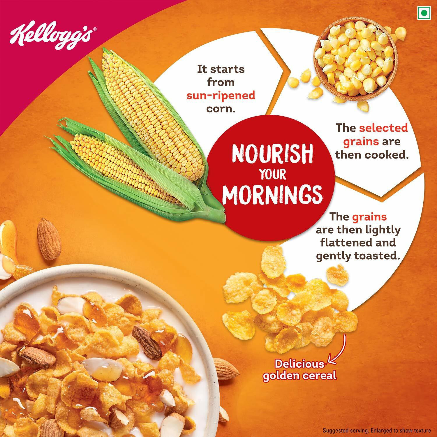 Image of Kellogg's Corn Flakes Real Almond Honey 1 kg Pouch