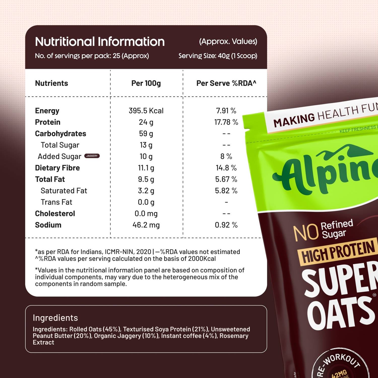 ALPINO High Protein Super Oats Coffee 24% Protein 1kg - Image 4
