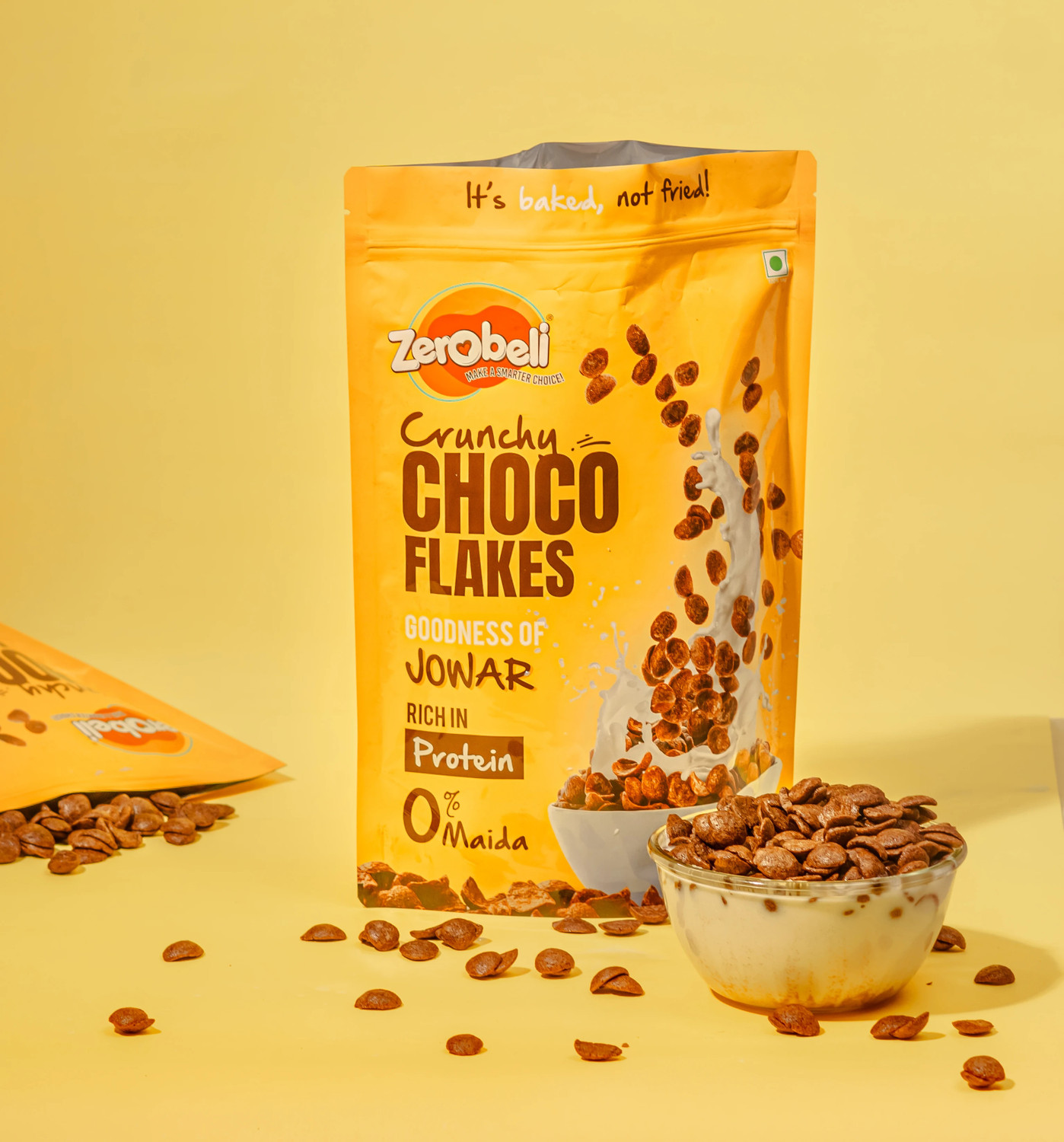 Image of Zerobeli Choco Flakes Fiber Rich Scoops | With Goodness of Jowar Pouch (2 x 460 g)