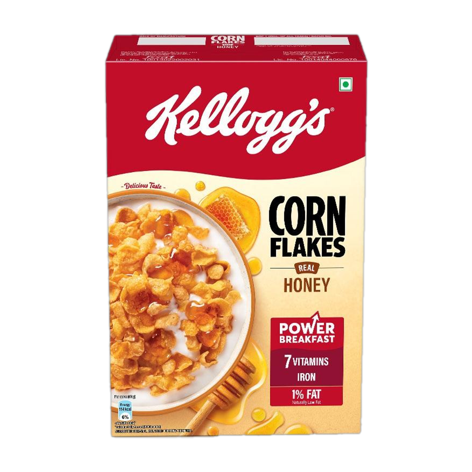 Image of Kellogg's Corn Flakes Real Honey 300g | Power Breakfast | 7 Vitamins & Iron Box