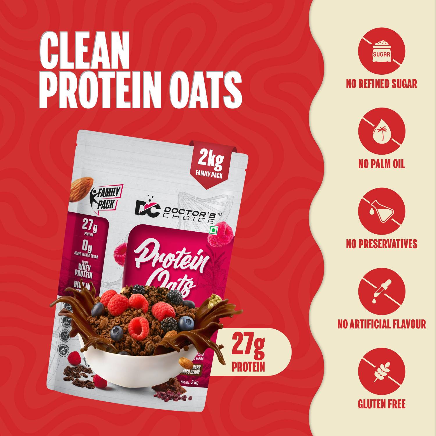 Doctor's Choice High Protein Oats 27g Dark Choco Berry - Image 2