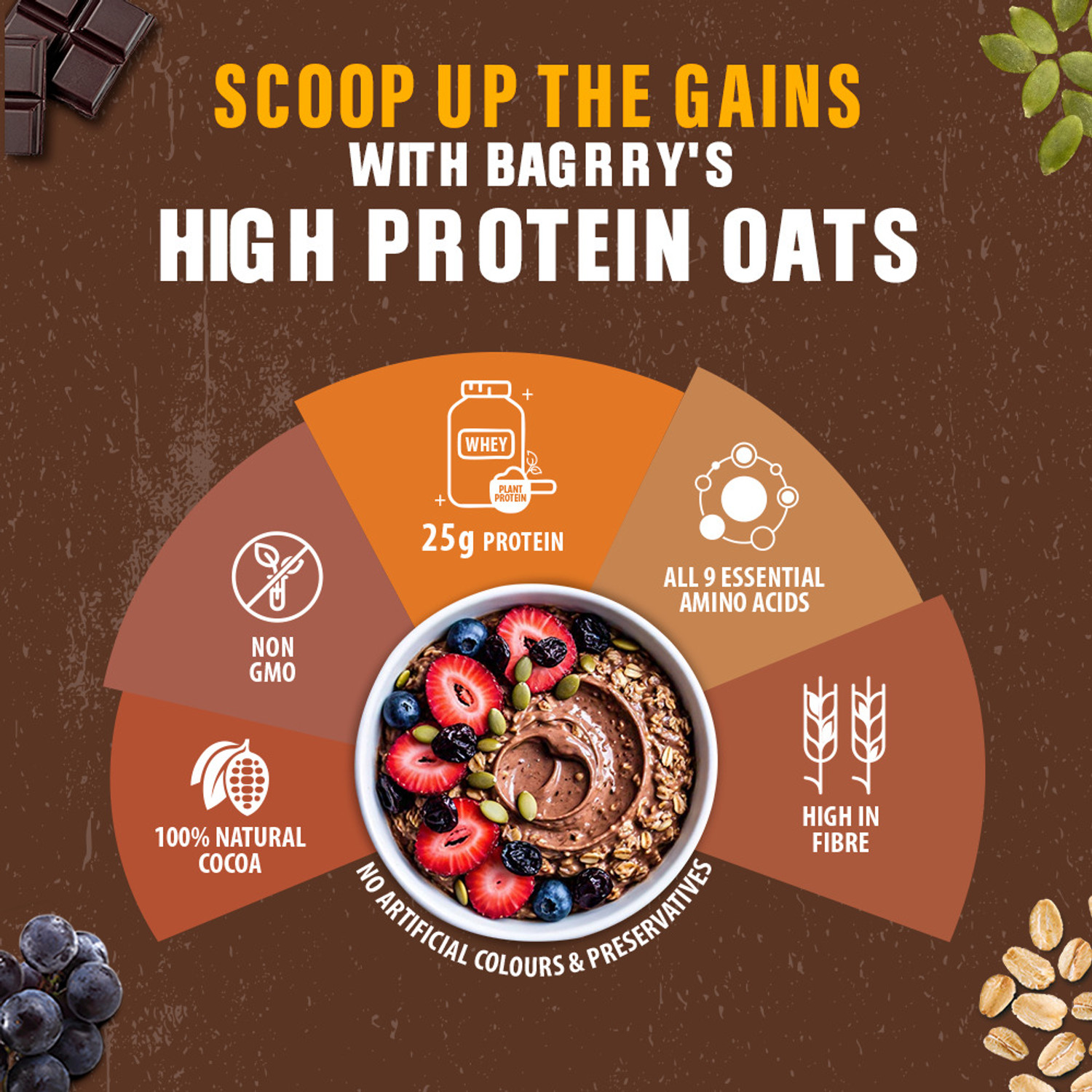 Image of Bagrry's by Bagrry's High Protein Oats Dark Chocolate (with 25g protein per 100g) Pouch