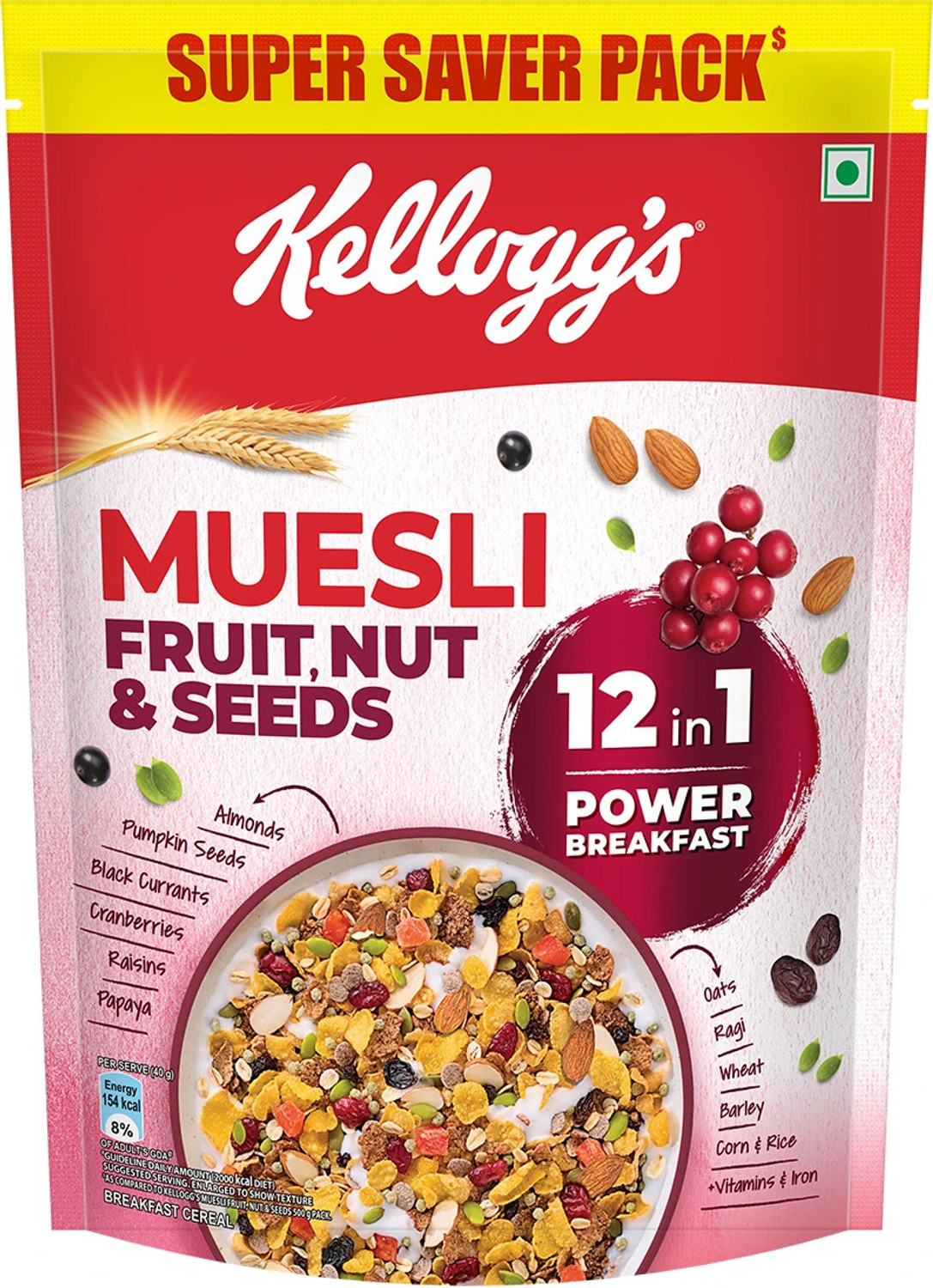 Image of Kellogg's by Kellogg's MUESLI FRUIT & NUT 750GM (750 g, Pouch) Pouch