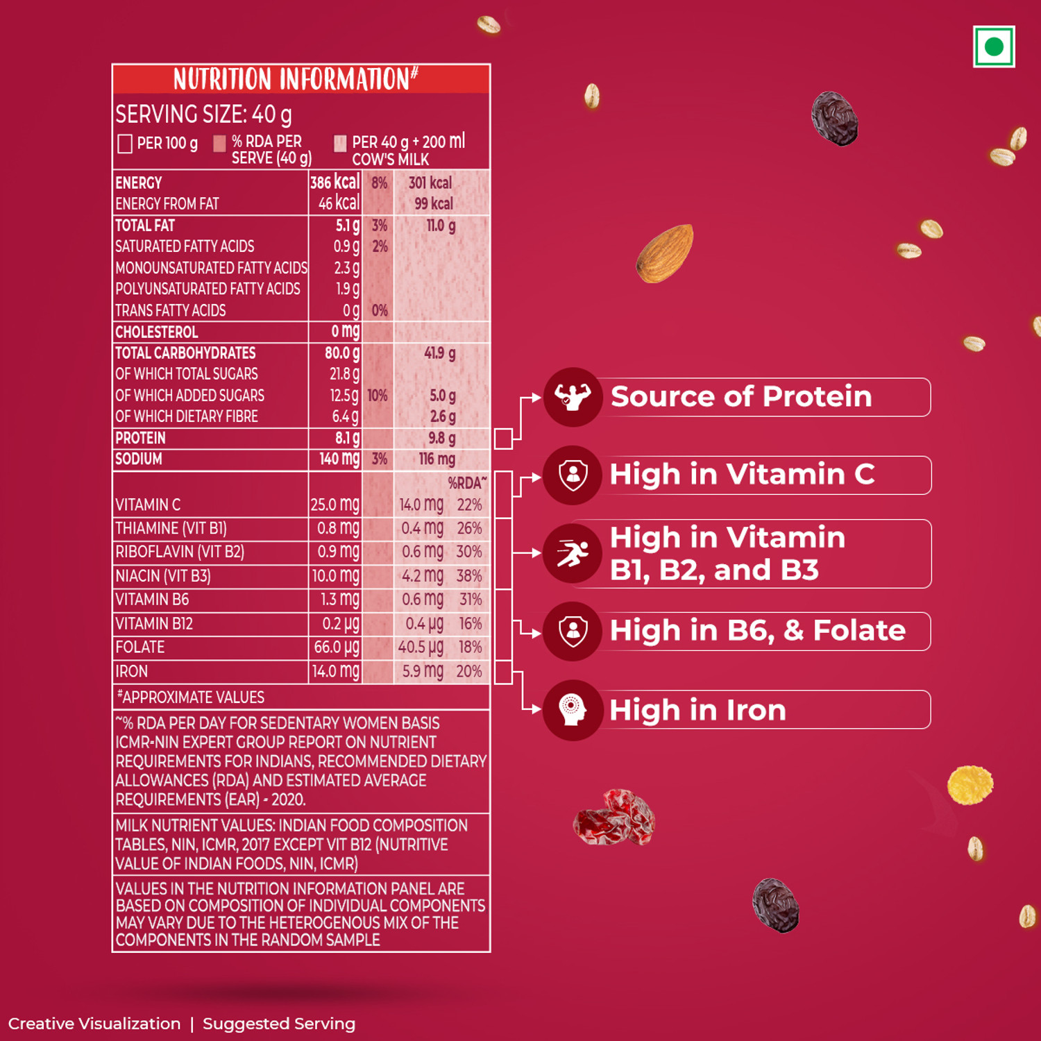 Image of Kellogg's Muesli Fruit Nut & Seeds | 12 In 1 Power Breakfast | No Maida No Palm Oil Pouch