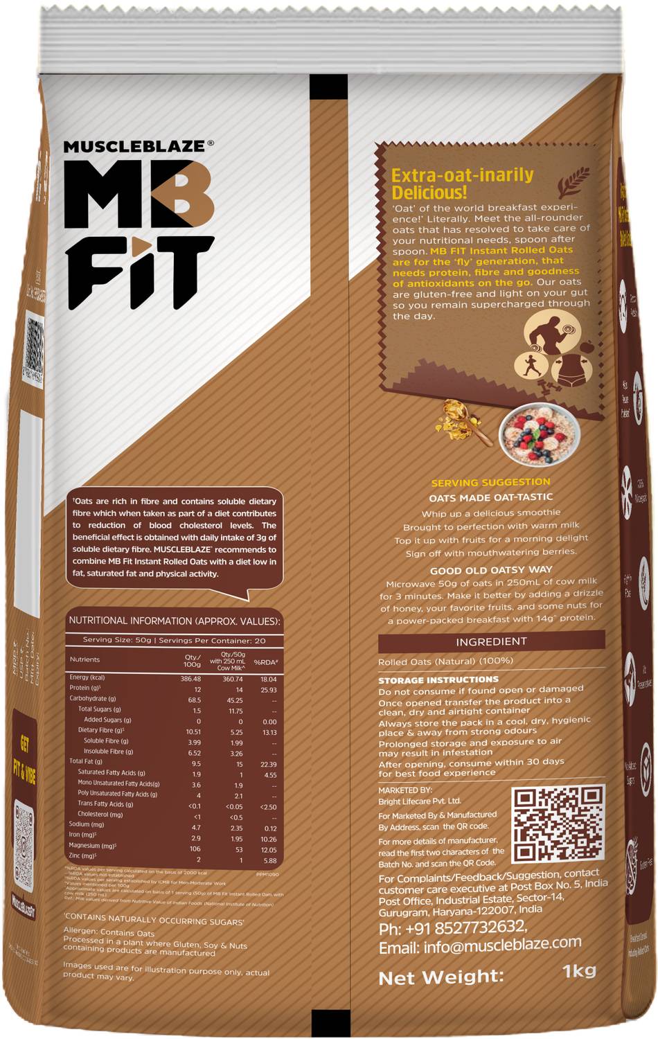 MUSCLEBLAZE 100% Rolled Oats, 2 L - Image 2