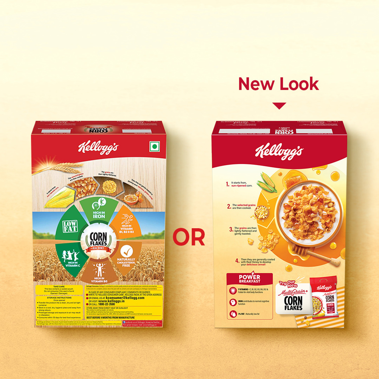 Image of Kellogg's Corn Flakes Real Honey 300g | Power Breakfast | 7 Vitamins & Iron Box