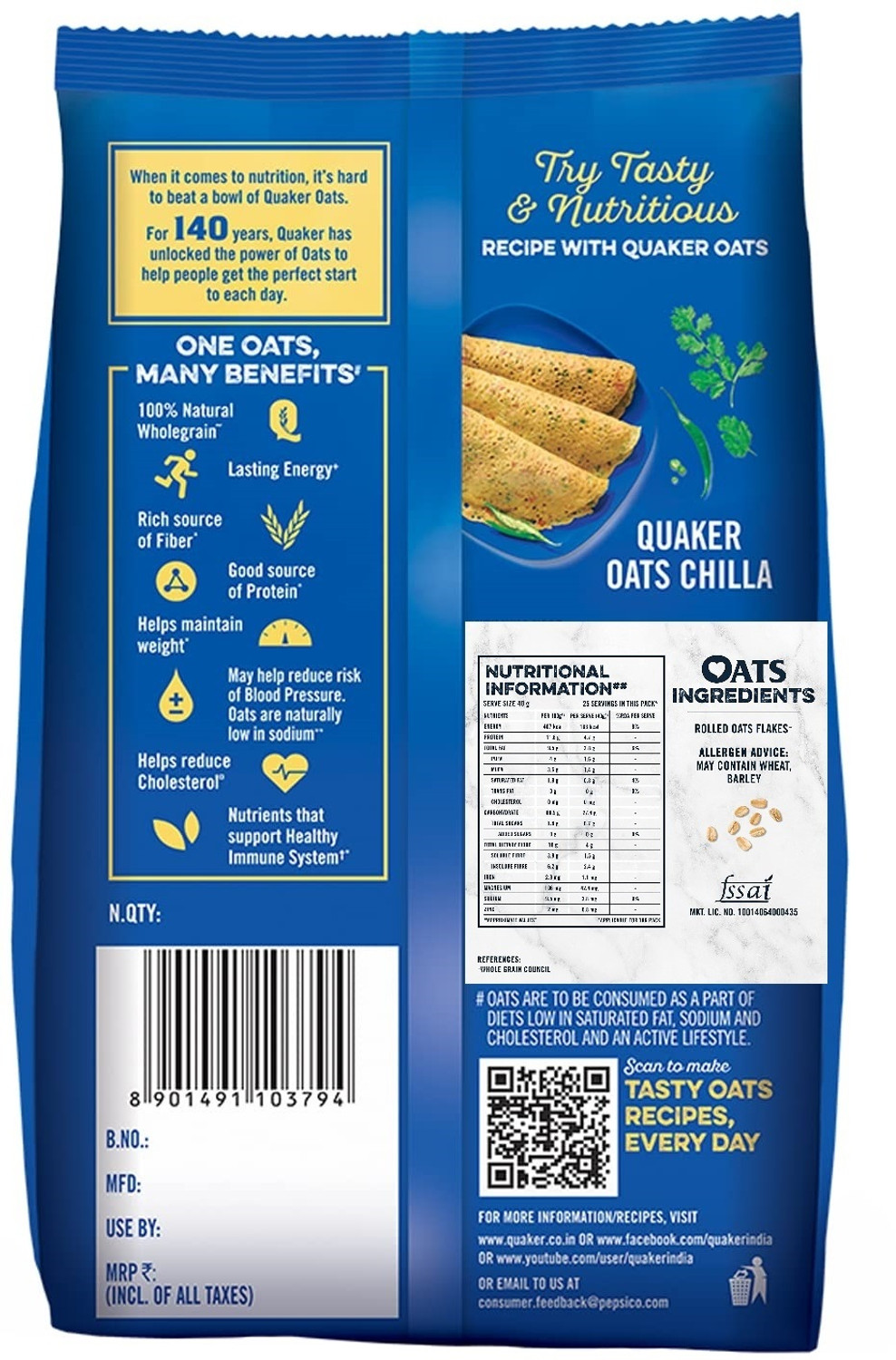 Image of Quaker Rolled Oats - PACK OF 3 (400x3)
