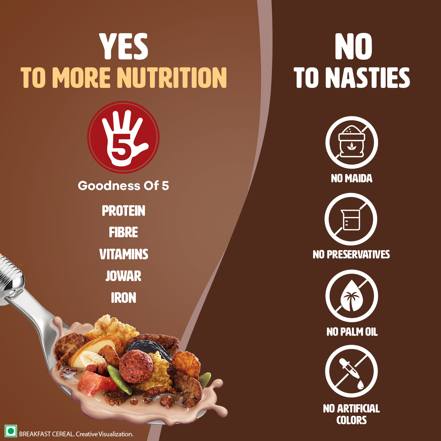 Image of Saffola Muesli Choco Crunch with Flavour Pops, 15 in 1 Fruit, Nuts, Millet & more Pouch Pouch