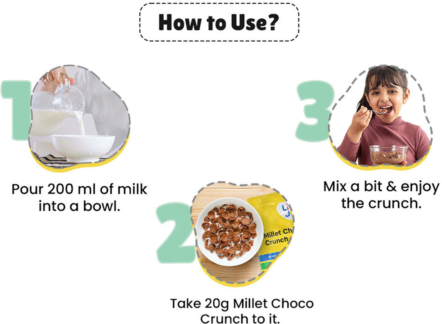 Image of Little Joys Millet Choco Crunch | Sweetened With Jaggery | No Maida | Kids Breakfast Cereal Pouch