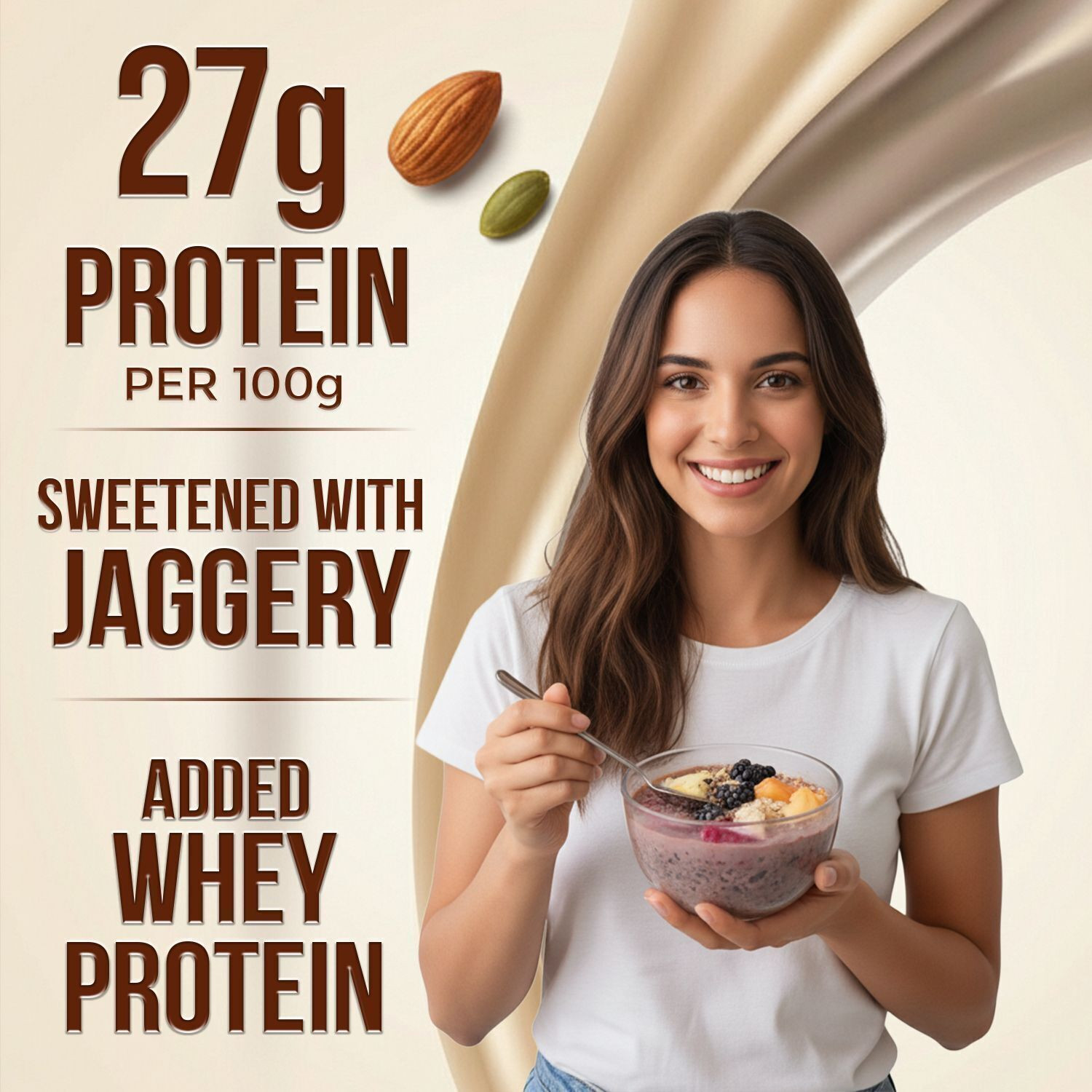 Image of NutroVally by 27g Protein, Protein Oats 27g with Whey Dark Chocolate No Sugar Box