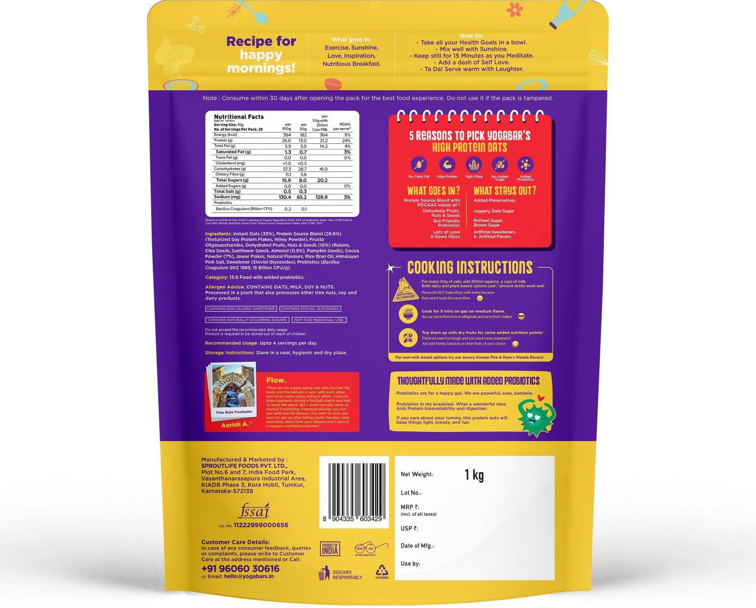 Yogabar High Protein Oats Dark Chocolate 26g - Image 2