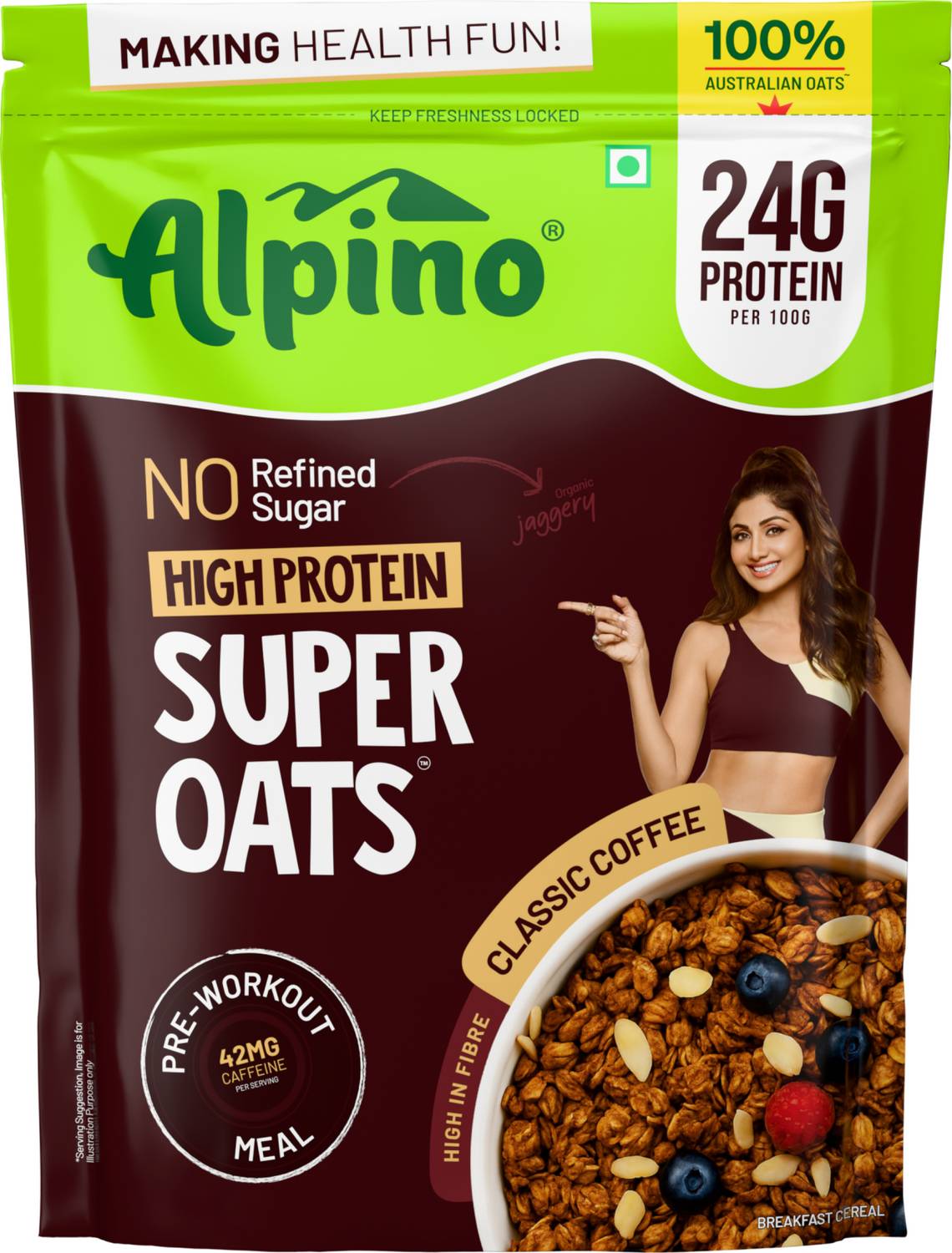 ALPINO High Protein Super Oats Classic Coffee 24% Protein, No Ref