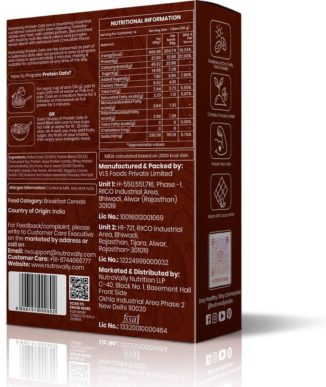 NutroVally Protein Oats Jaggery Sweetened 27g - Image 2