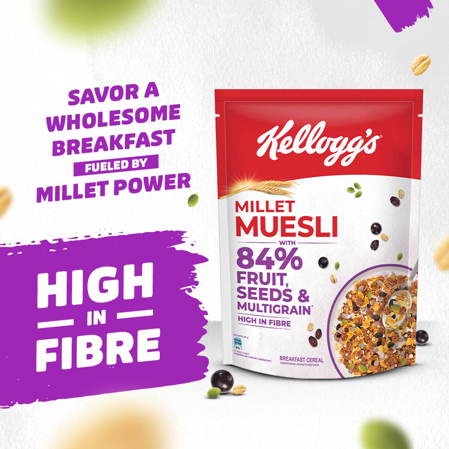 Kellogg's Millet Muesli 84% Fruit, Seed & Multigrain - Image 4