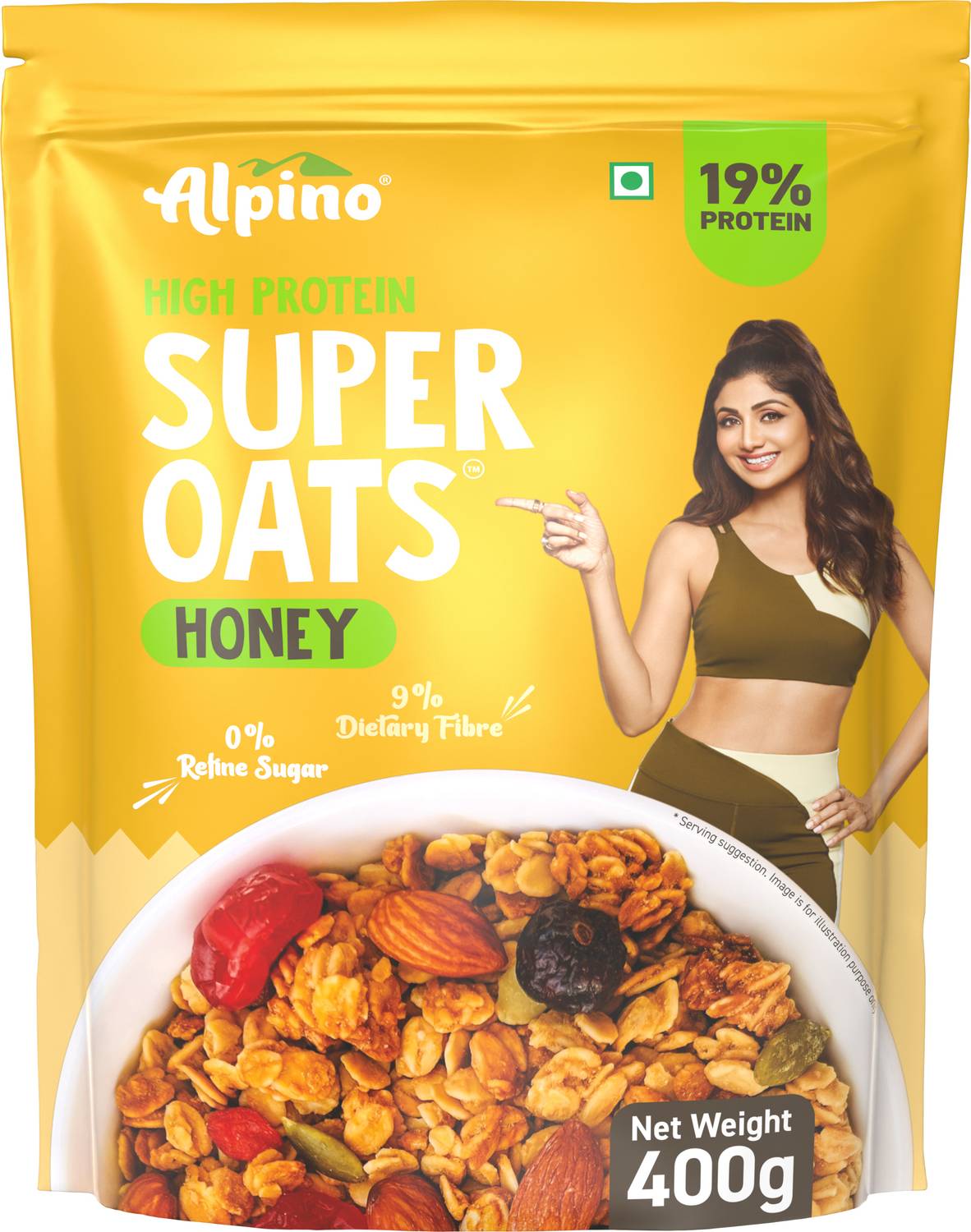 ALPINO by Alpino Health Foods High Protein Super Rolled Oats Honey 400g Pouch