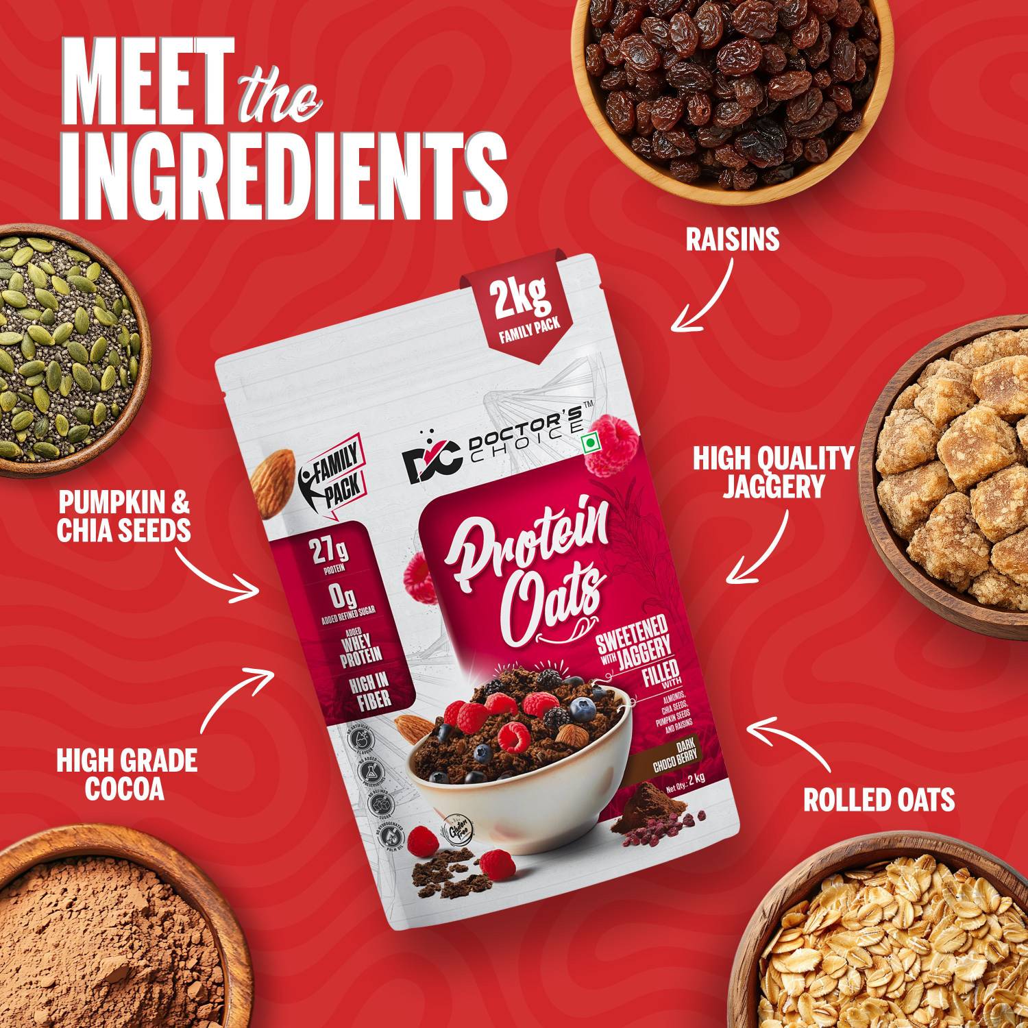 Doctor's Choice High Protein Oats 27g Dark Choco Berry - Image 5