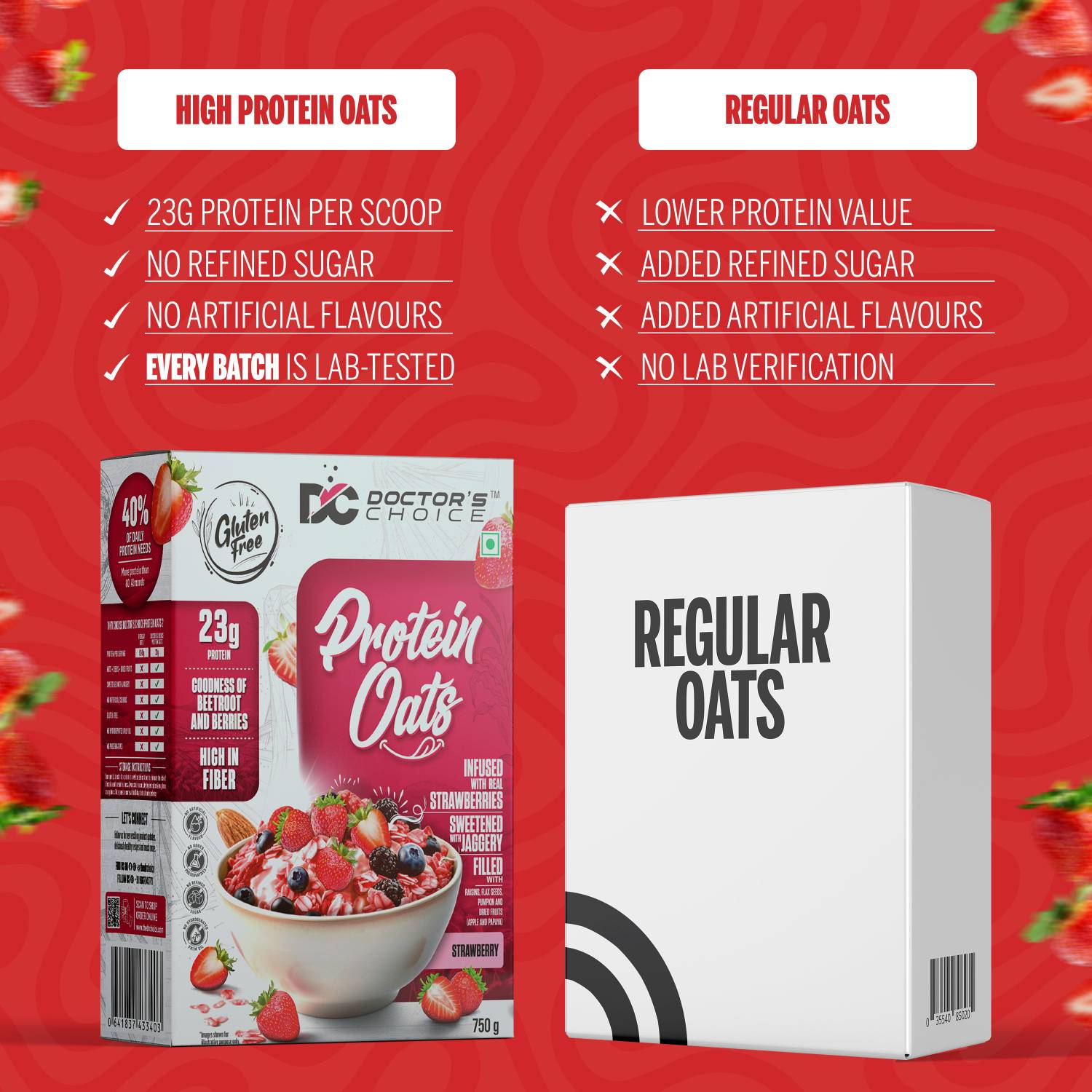 Doctor's Choice Strawberry Protein Oats 23g - Image 4