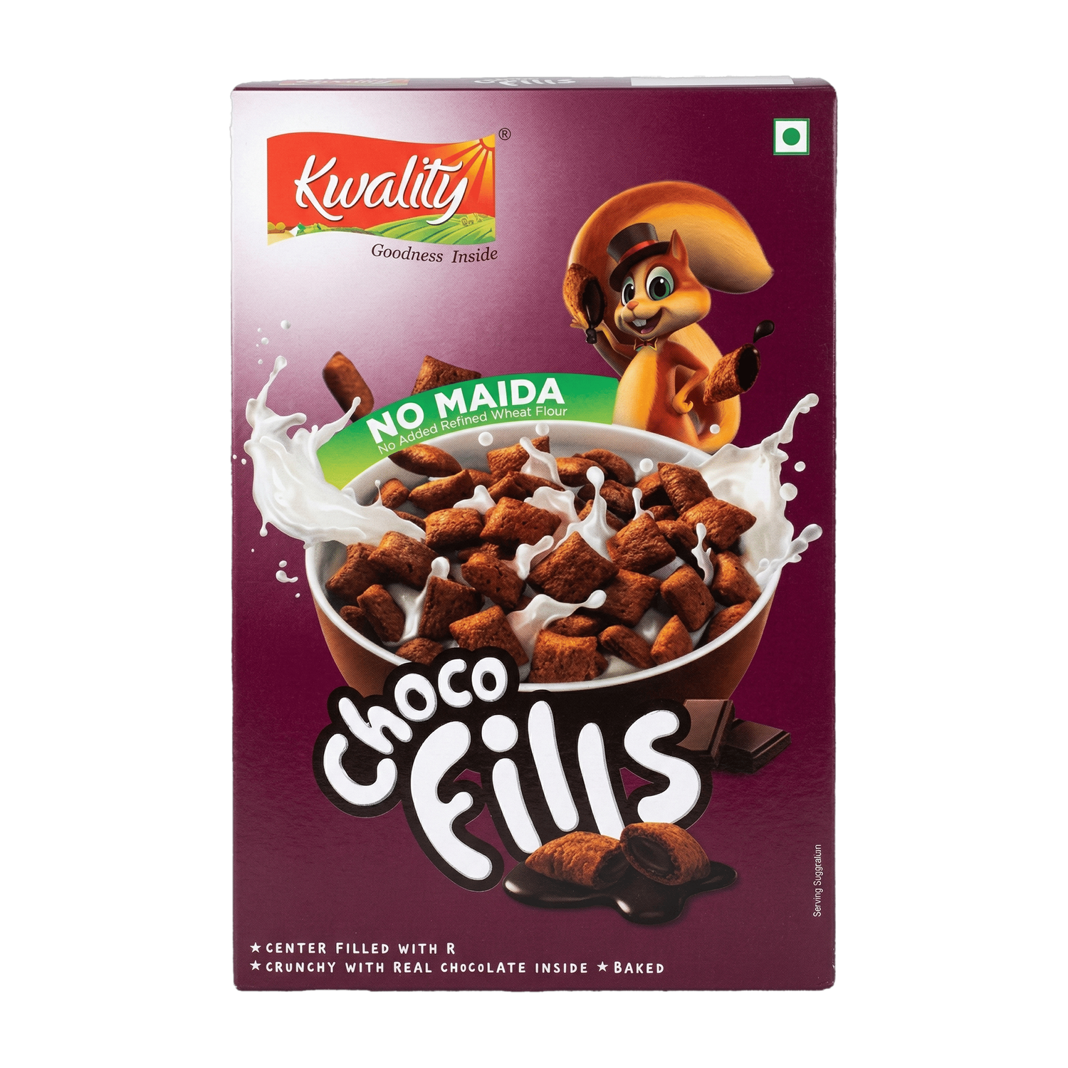 Image of Kwality by Kwality Choco Fills, 0% Maida, Filled With Rich Chocolate Breakfast Cereals for kids Box