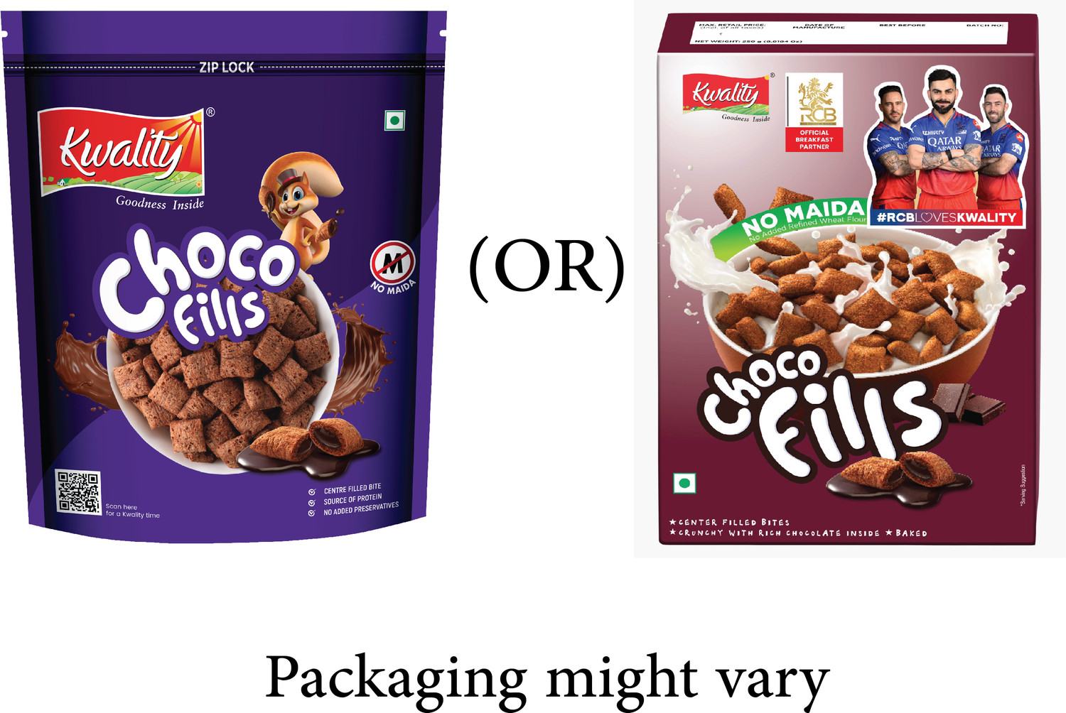 Image of Kwality by Kwality Choco Fills, 0% Maida, Filled With Rich Chocolate Breakfast Cereals for kids Box